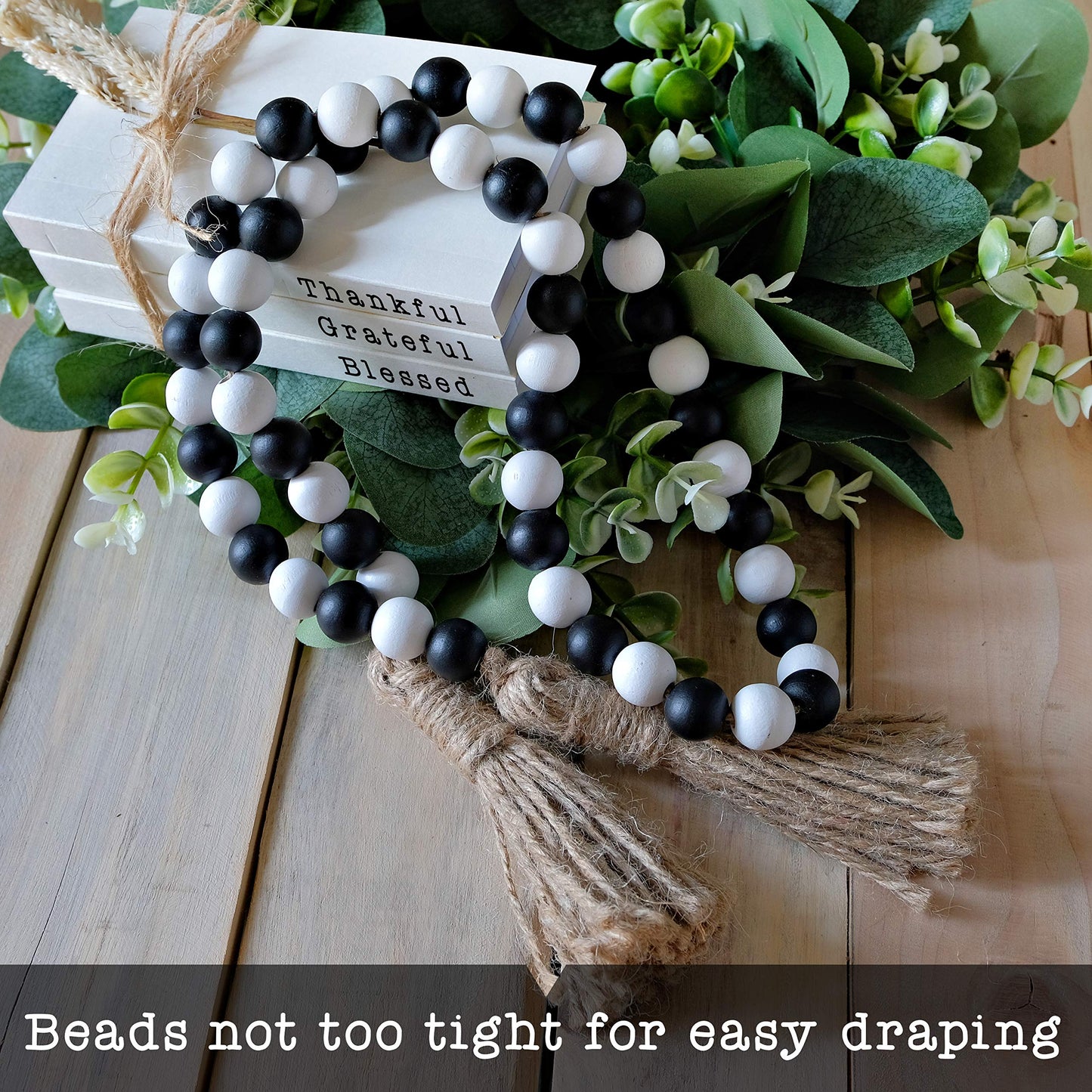 Wooden Bead Garland Decor, Wood Beads Garland Decorative Beads, Wooden Beads Garland, Wood Bead Garland Farmhouse, Wood Bead Garland Tassels, Boho Tassel Garland Beads Decor Beads Wooden Garland Beads