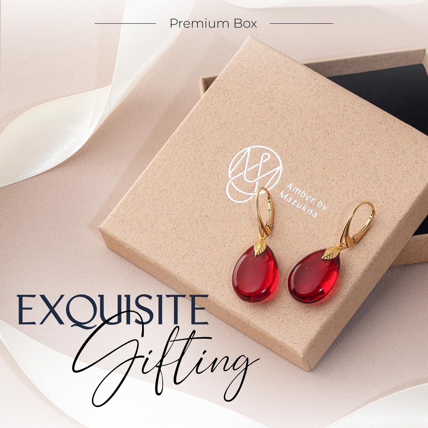 Red Earrings for Women - Gold Plated Silver Leaf Fitting and Closure, Lightweight Edgy Semi-Precious Stone Jewelry for Ladies, Garnet Red Amber Crystal Earrings