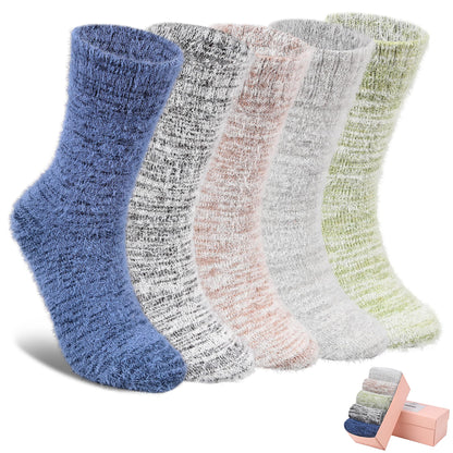 5 Pairs Fuzzy Soft Cozy Comfortable Socks for Women, Casual Sleep Comfy Socks, Perfect Warm Winter Gifts for Women