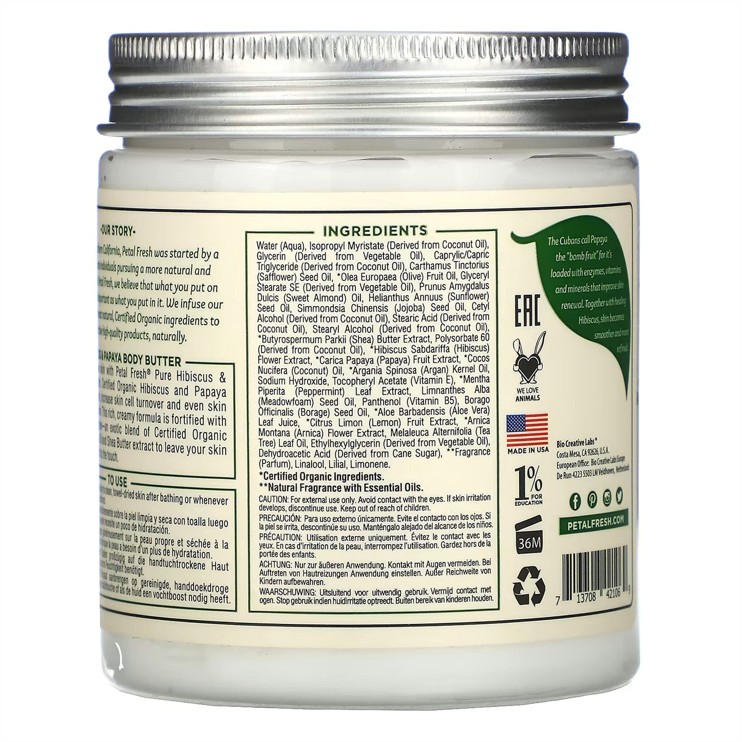 Petal Fresh Pure Perfecting Guava Nectar Body Butter, Organic Coconut Oil, Argan Oil, Shea Butter, Promotes Healthy Skin, Vegan and Cruelty Free, 8 oz (Guava Nectar)