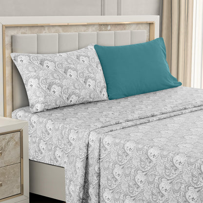 LUX Décor 6-Piece Sheet Set – Soft Microfiber Bedding with Deep Pocket Fitted Sheet & 4 Pillowcases (Paisley)
