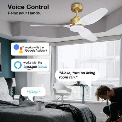 Smart LED Ceiling Fan – WiFi/Alexa Control, Quiet DC Motor, Indoor/Outdoor