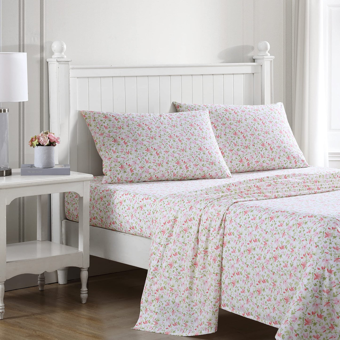 Laura Ashley - Sheet Set, Breathable Cotton Percale Bedding with Matching Pillowcases, Soft Home Decor