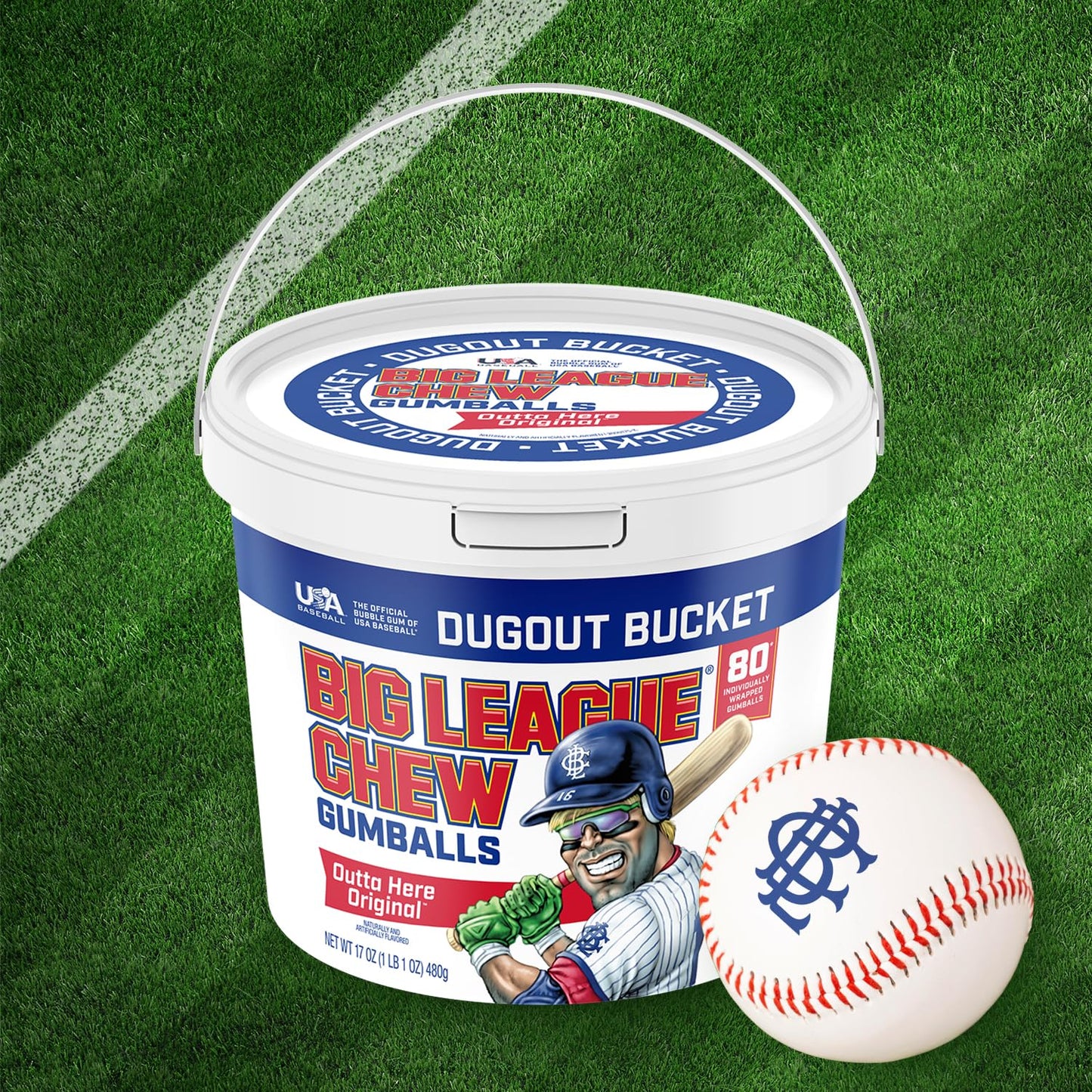 Chewing-gum original Big League Chew Outta Here - Saveur classique du stade de baseball | Parfait pour les matchs de baseball, les équipes, les concessions, les fêtes et plus encore | Paquet de 12 sacs (2,12 oz chacun)