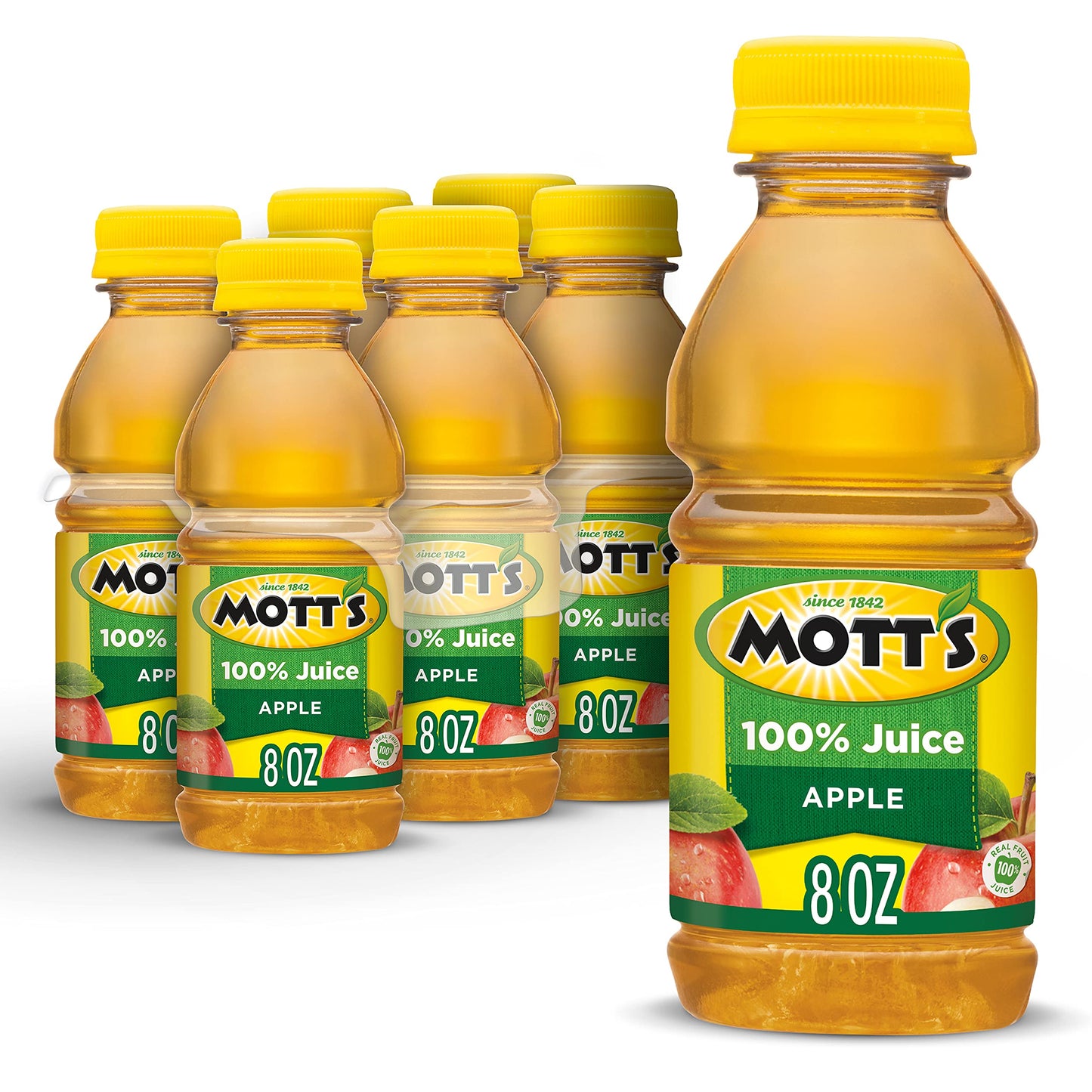 Mott's 100 % Original Apfelsaft, 8-fl-oz-Flaschen, 24 Stück (4 Packungen mit 6 Stück), 2 Portionen Obst, 100 % Fruchtsaft, glutenfrei, koffeinfrei, koscher, enthält keine künstlichen Farbstoffe oder Süßstoffe 