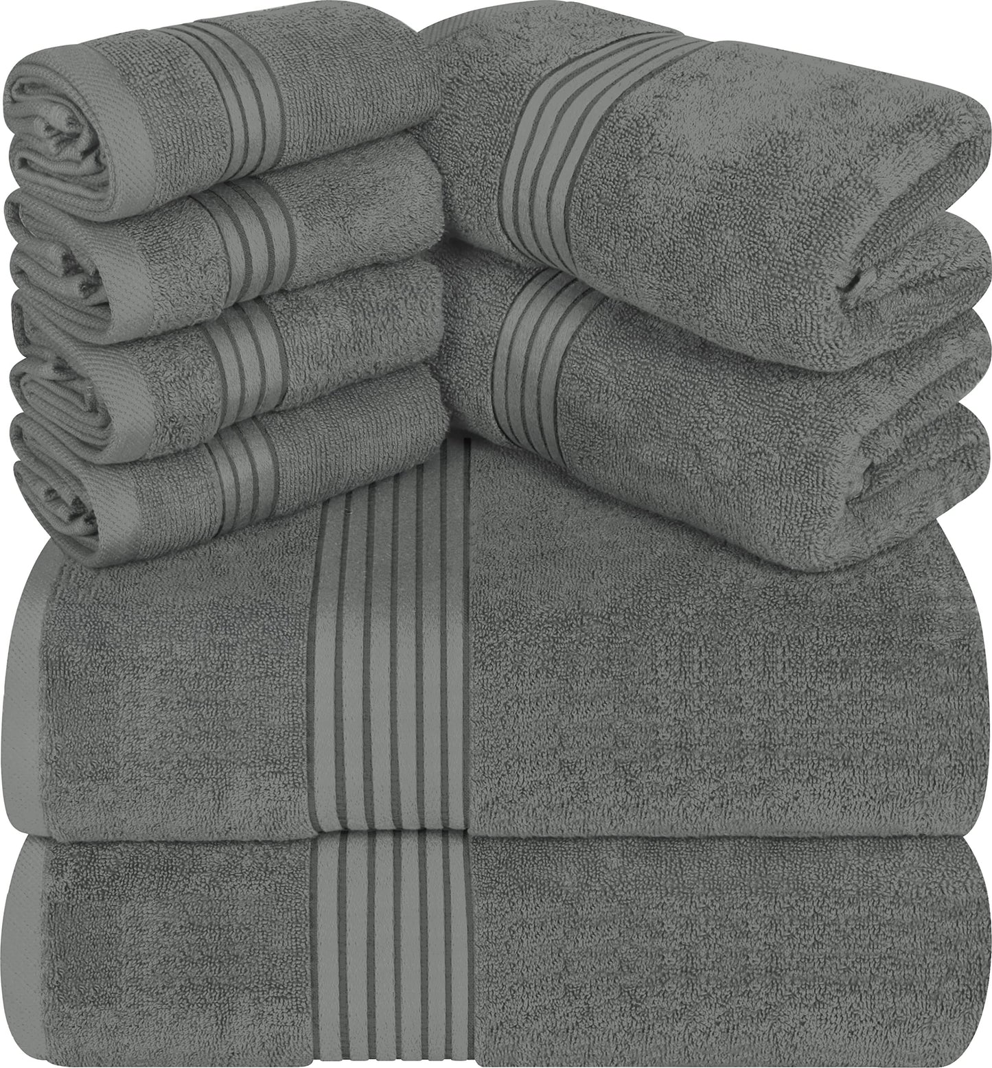 Utopia Towels - 600 GSM 8-Piece Premium Towel Set, 2 Bath Towels, 2 Hand Towels and 4 Washcloths -100% Ring Spun Cotton - Machine Washable, Super Soft and Highly Absorbent (Beige)