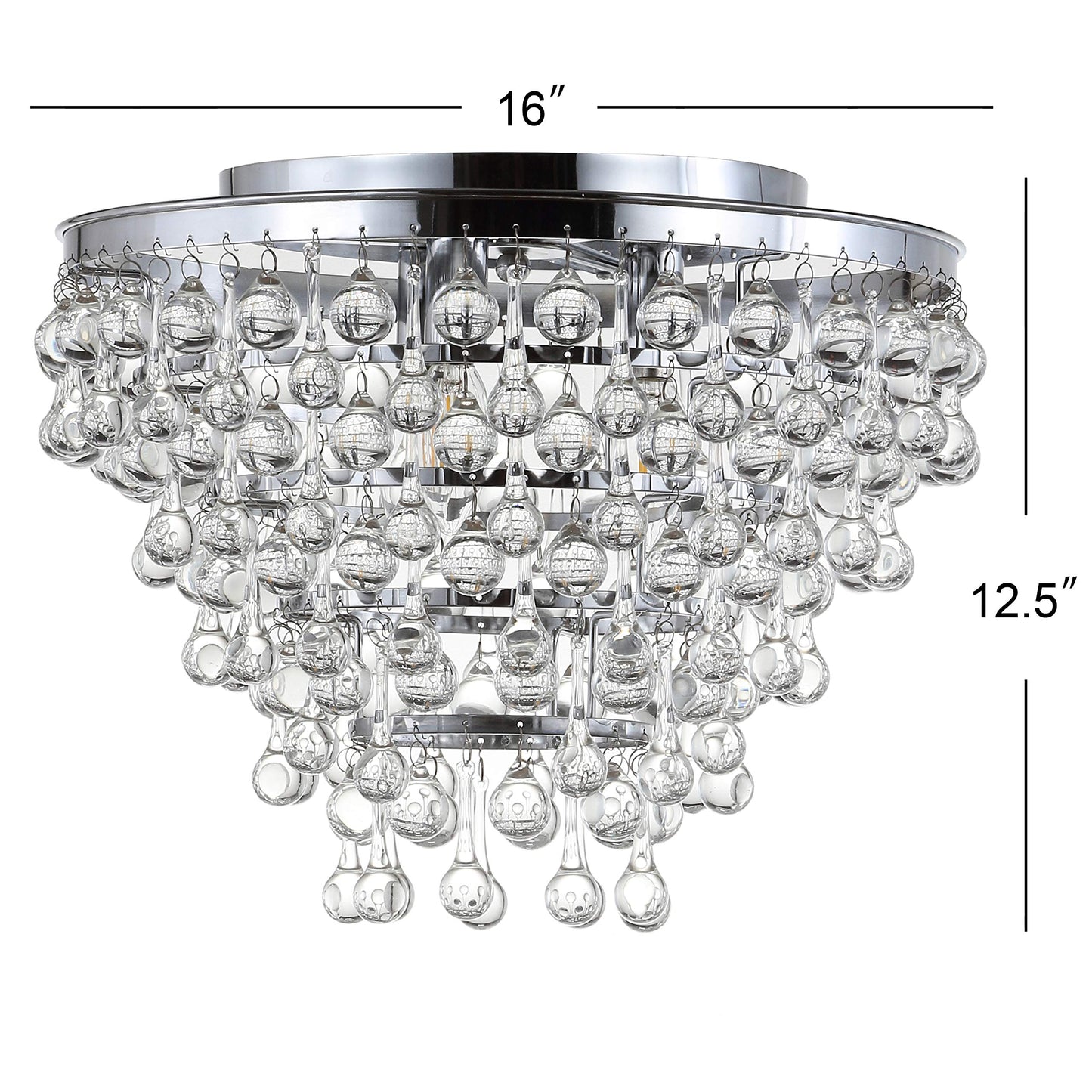 JONATHAN Y JYL9030B Toronto 16" Metal/Crystal LED Flush Mount, Contemporary, Modern, Transitional, Elegant, Office, Living Room, Family Room, Dining Room, Bedroom, Hallway, Foyer, Chrome