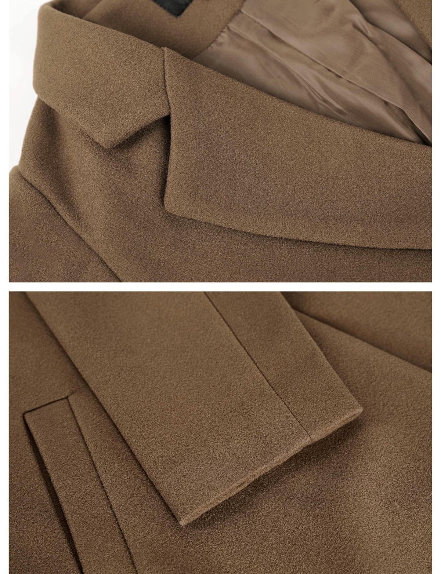 Hooever Damen Winter Wollmantel Lässiger Einreihiger Peacoat mit Revers