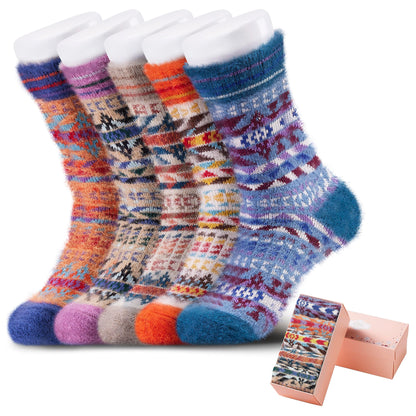 5 Pairs Fuzzy Soft Cozy Comfortable Socks for Women, Casual Sleep Comfy Socks, Perfect Warm Winter Gifts for Women