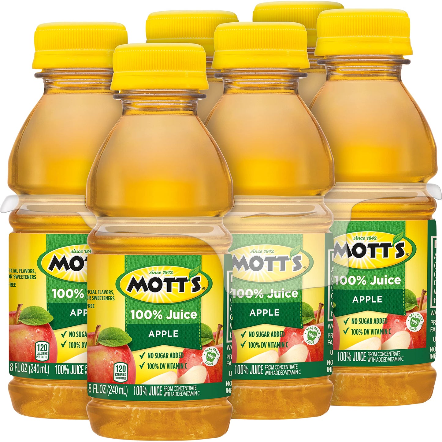 Mott's 100 % Original Apfelsaft, 8-fl-oz-Flaschen, 24 Stück (4 Packungen mit 6 Stück), 2 Portionen Obst, 100 % Fruchtsaft, glutenfrei, koffeinfrei, koscher, enthält keine künstlichen Farbstoffe oder Süßstoffe 