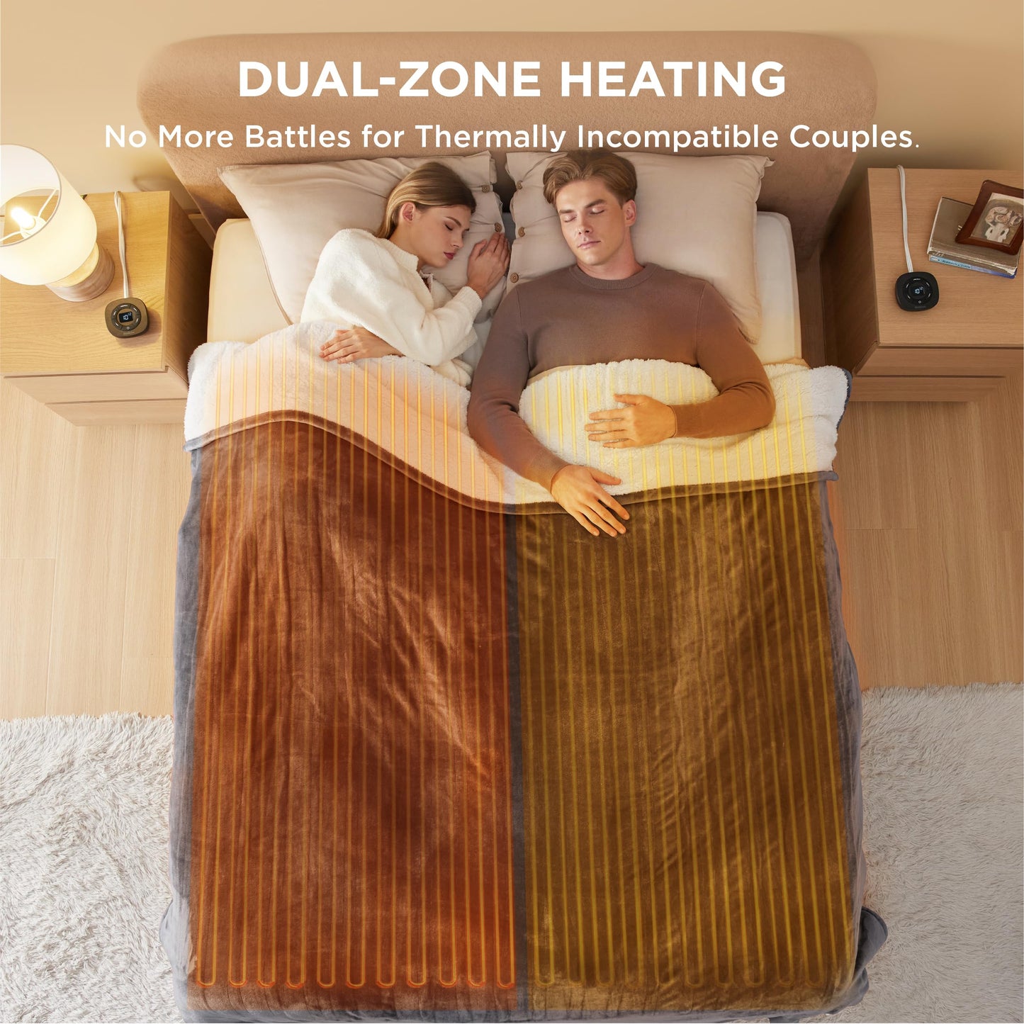 Bedsure Heizdecke, elektrischer Überwurf – nahtlose Flanell-Heizdecke, Heizdecke mit 4 Zeiteinstellungen und 6 Heizeinstellungen, warme Decke als Geschenk für Oma (127 x 152 cm, schwarz) 