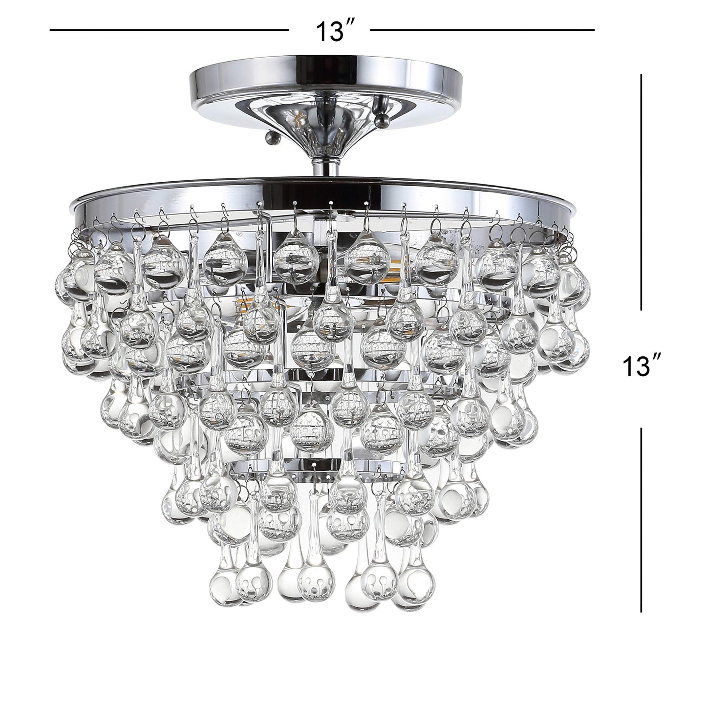 JONATHAN Y JYL9030B Toronto 16" Metal/Crystal LED Flush Mount, Contemporary, Modern, Transitional, Elegant, Office, Living Room, Family Room, Dining Room, Bedroom, Hallway, Foyer, Chrome