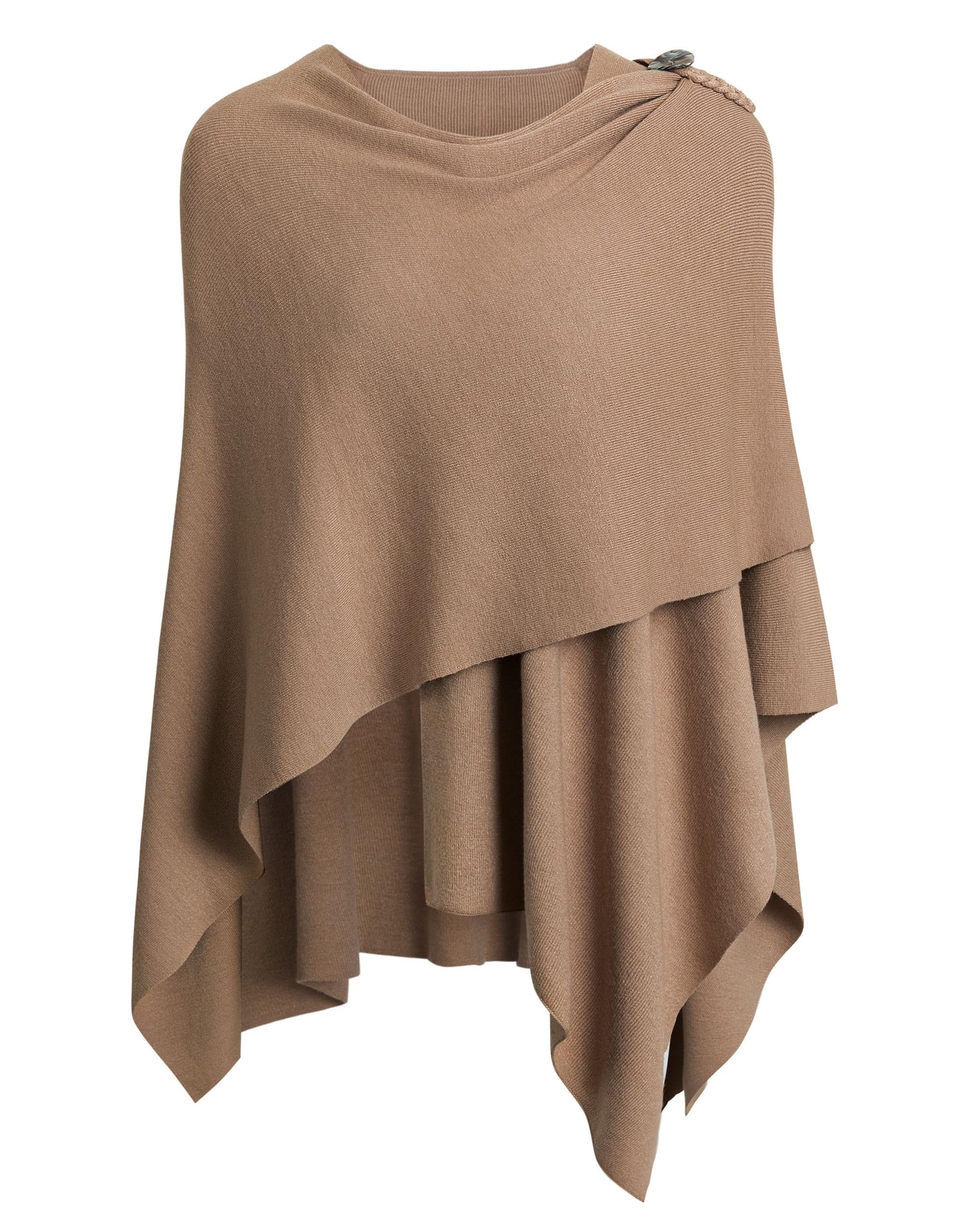 PULI Femmes Grand Poncho Croisé Sur Le Devant Pull Enveloppant Topper Tricoté Élégant Châles Cape pour l'Automne Hiver