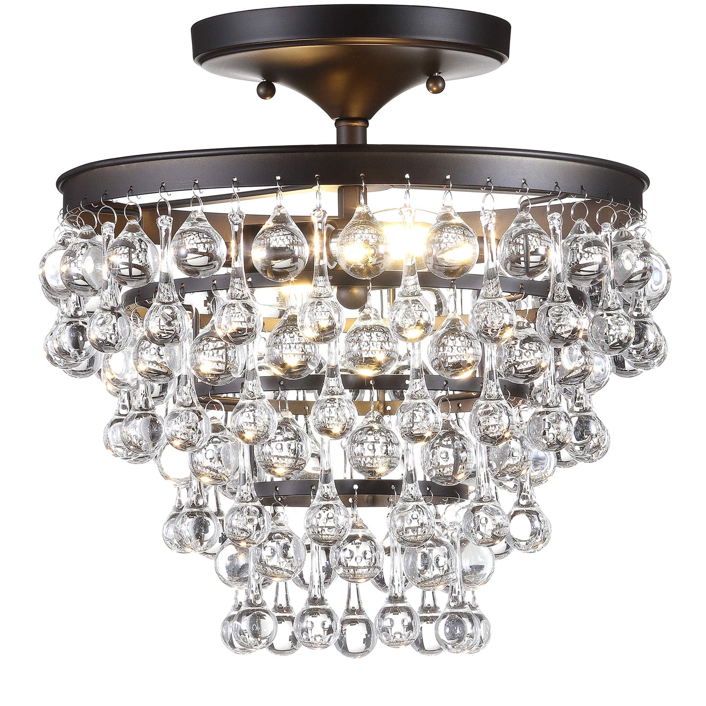 JONATHAN Y JYL9030B Toronto 16" Metal/Crystal LED Flush Mount, Contemporary, Modern, Transitional, Elegant, Office, Living Room, Family Room, Dining Room, Bedroom, Hallway, Foyer, Chrome