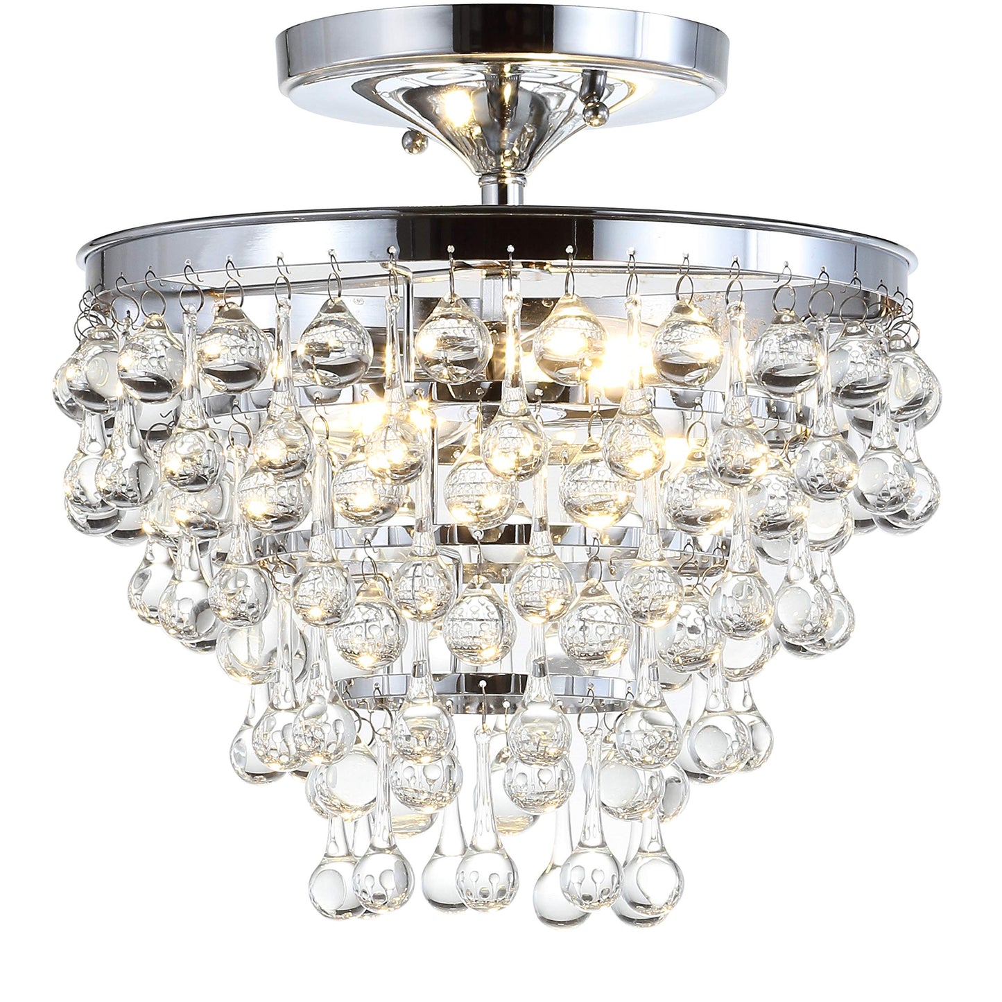 JONATHAN Y JYL9030B Toronto 16" Metal/Crystal LED Flush Mount, Contemporary, Modern, Transitional, Elegant, Office, Living Room, Family Room, Dining Room, Bedroom, Hallway, Foyer, Chrome