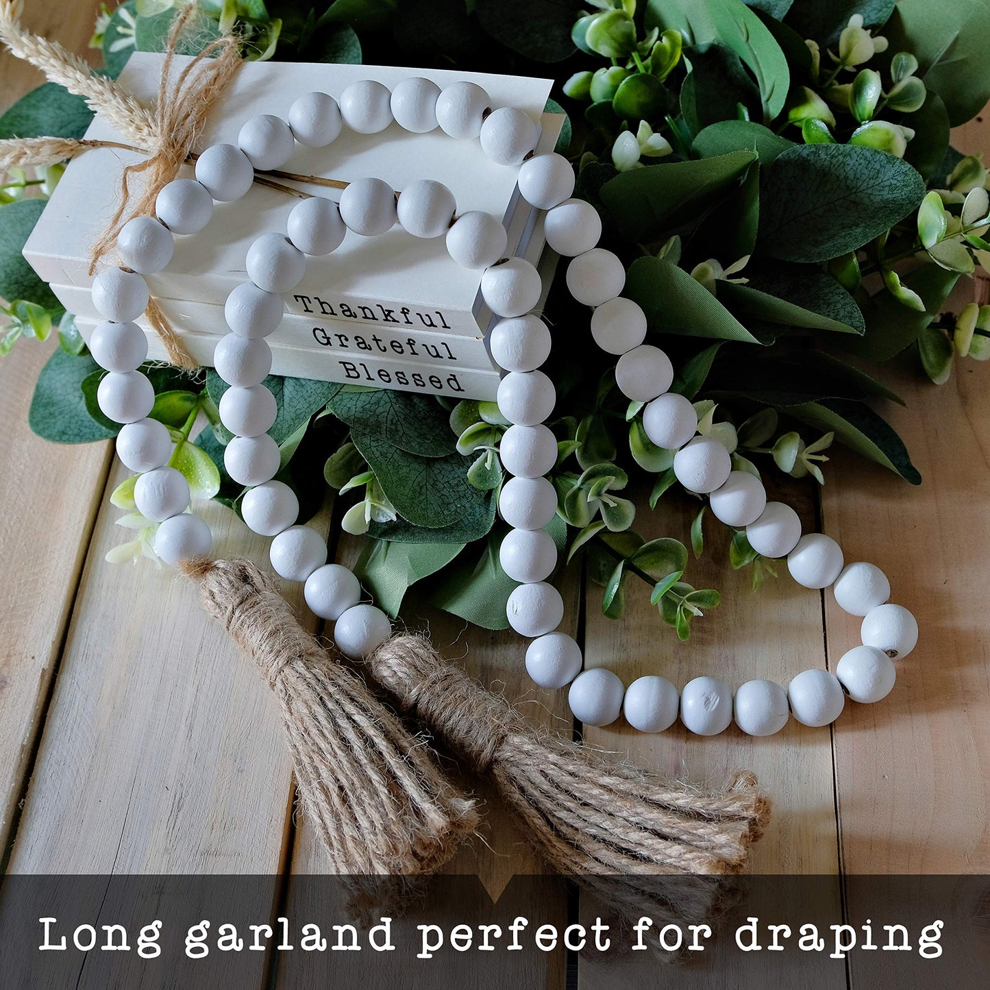 Wooden Bead Garland Decor, Wood Beads Garland Decorative Beads, Wooden Beads Garland, Wood Bead Garland Farmhouse, Wood Bead Garland Tassels, Boho Tassel Garland Beads Decor Beads Wooden Garland Beads