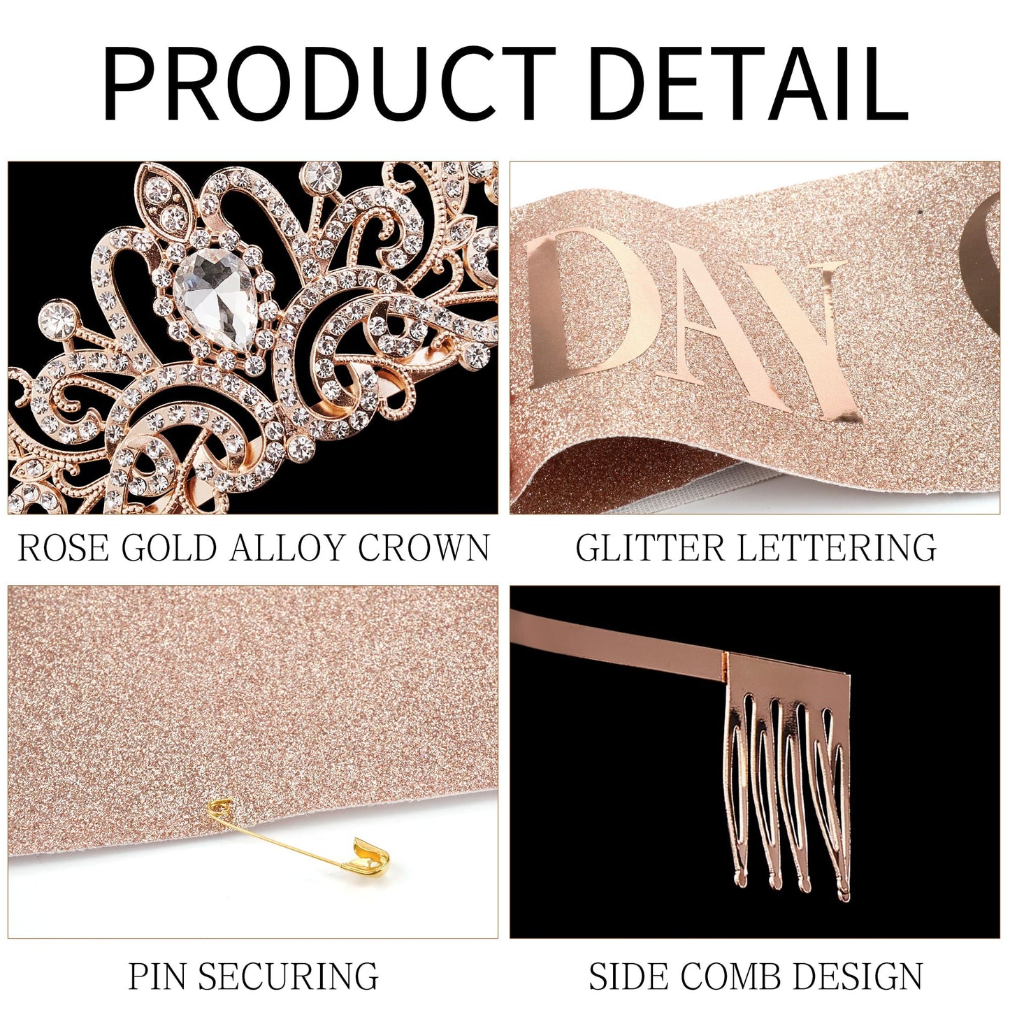 Gold Crown for Women Crystal Princess Tiaras Rhinestone Queen Headband Wedding Bridal Hair Accessories Birthday Prom Pageant Party Coming of Age Ceremony Photo Props