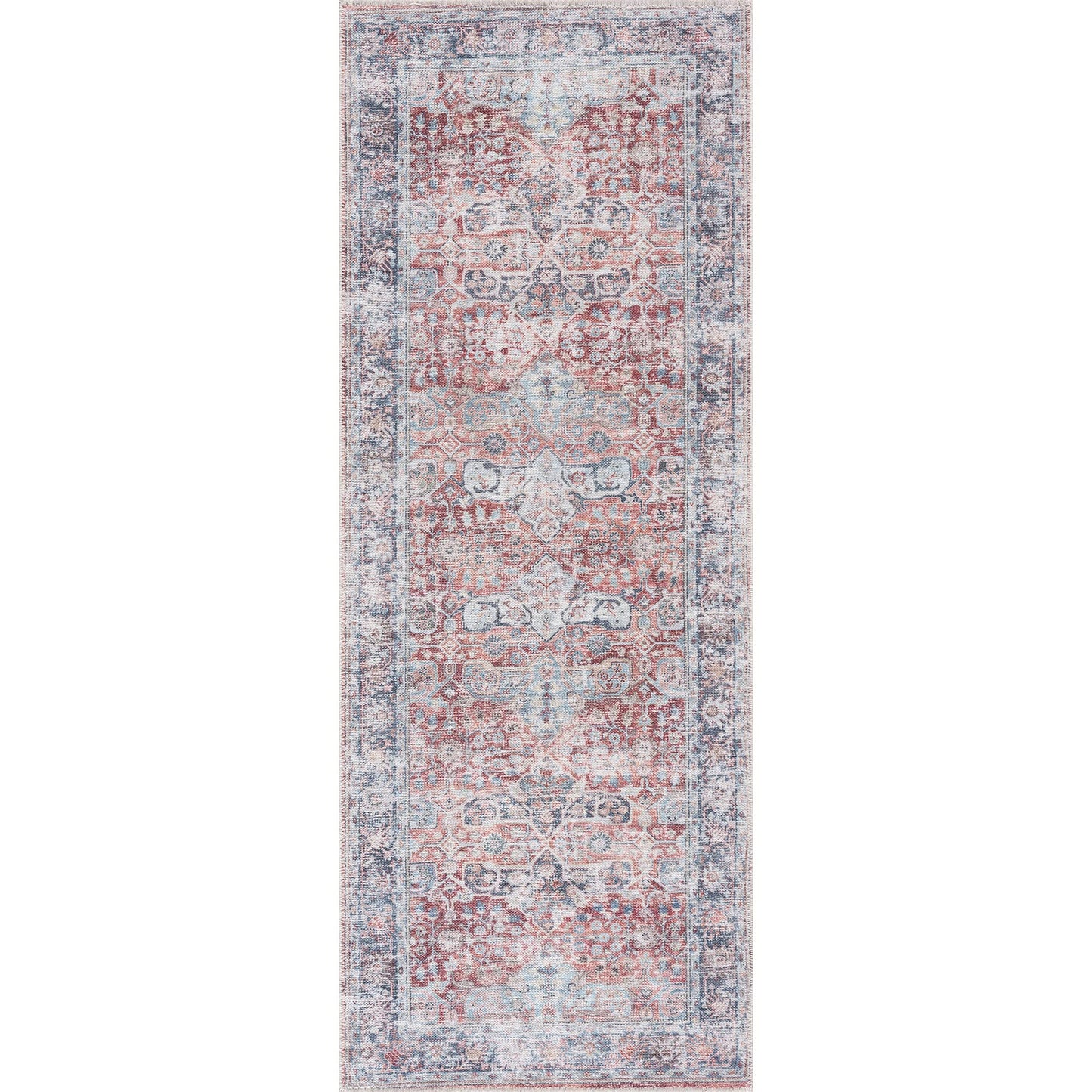 Bloom Rugs Caria, waschbarer, rutschfester Teppich, 4 x 6 Zoll, blauer traditioneller Teppich für Wohnzimmer, Schlafzimmer, Esszimmer und Küche, genaue Größe: 4 x 6 Fuß 