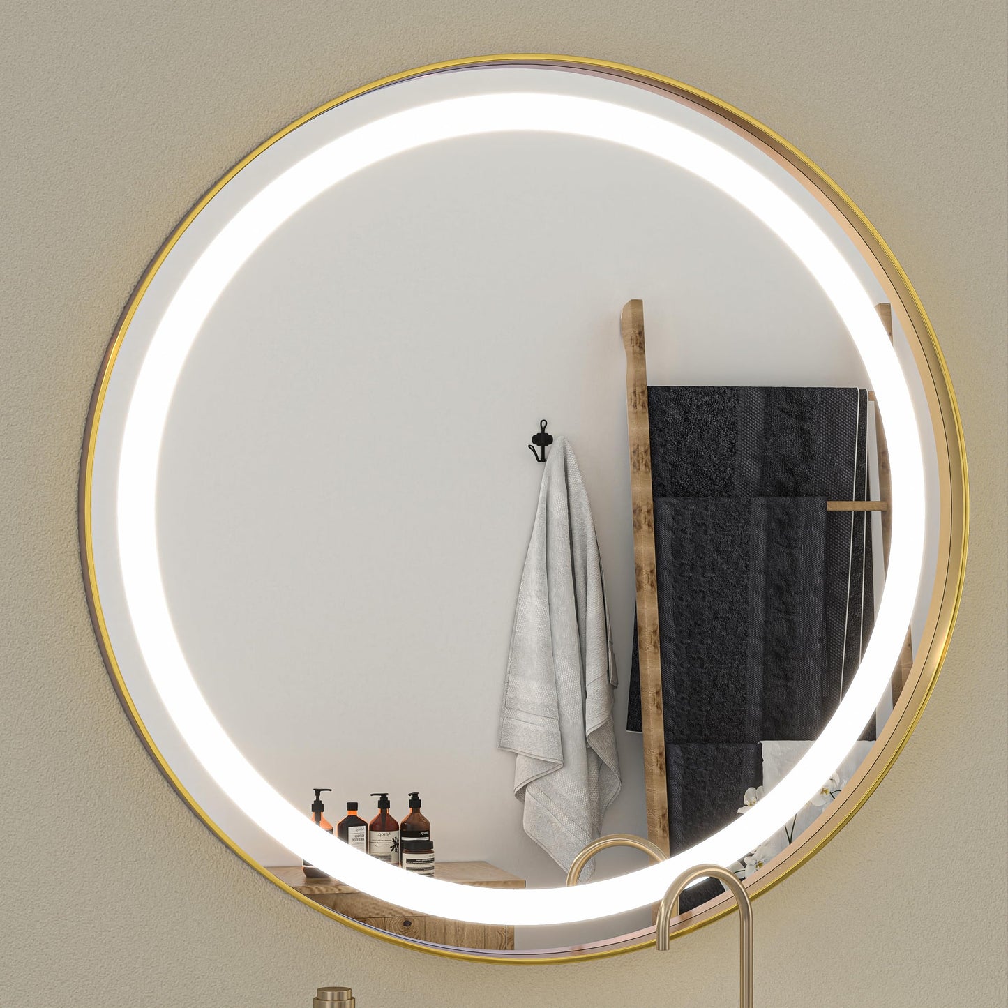 Hasipu Wall Mirrors Decorative, 40" Mirror Wall Decor, Beveled Edge Frameless Wall Mount Round Mirror for Living Room