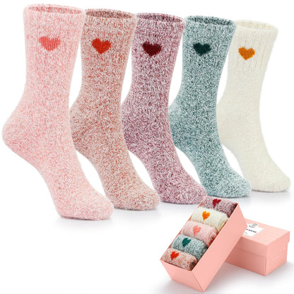 5 Pairs Fuzzy Soft Cozy Comfortable Socks for Women, Casual Sleep Comfy Socks, Perfect Warm Winter Gifts for Women