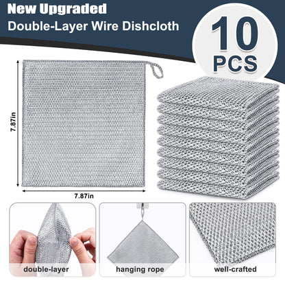 Navona 18-Piece Steel Wire Dishcloth Set – Double-Layer, Non-Scratch Cleaning Rags