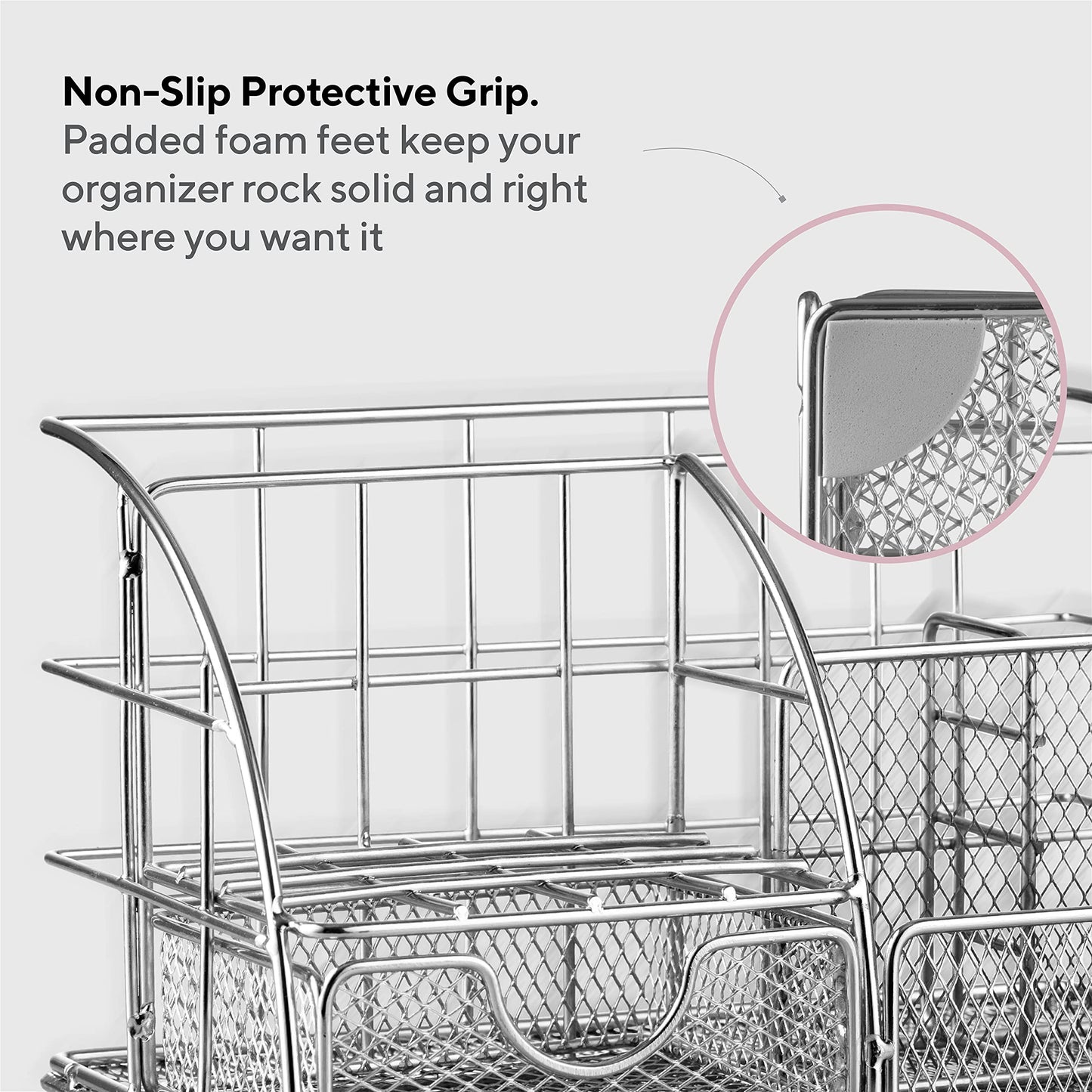 Schwarzer Schreibtisch-Organizer von Mindspace – Schreibtisch-Organizer für das Homeoffice mit Schublade + Büroklammern, Heftklammern – Organizer für Schulbedarf, Stifthalter für den Schreibtisch, kleiner Organizer | The Wire Collection 