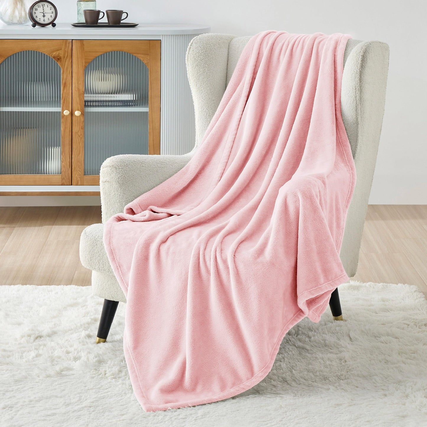 Bedsure Fleece Blanket Queen Blanket Cream - Bed Blanket Soft Lightweight Plush Fuzzy Cozy Luxury Microfiber, 90x90 inches