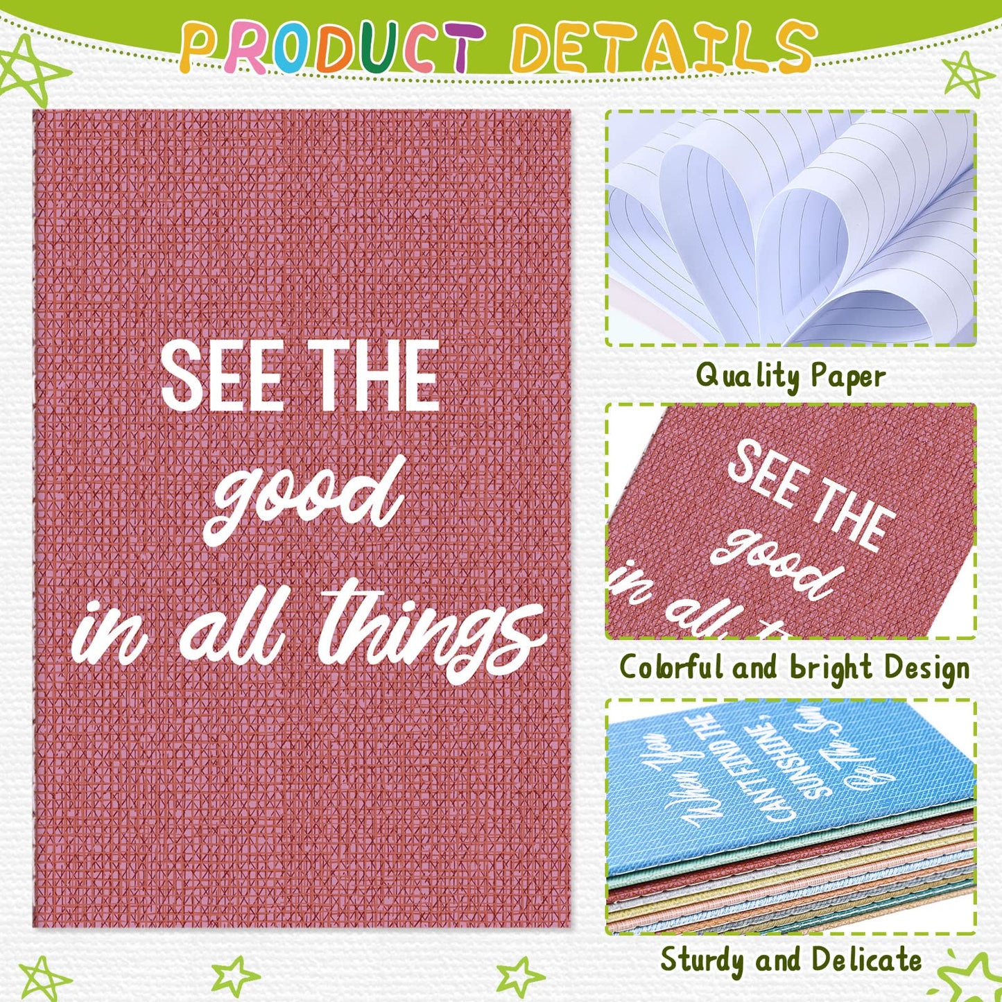 Zonon 24 Pcs Mini Colorful Notebooks Bulk Gifts, Funny Motivational Journals Notepads Inspirational Notepads Small Pocket Notebook Teacher Office Prizes Travel(Motivational Style)
