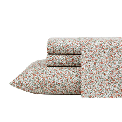 Laura Ashley - Sheet Set, Breathable Cotton Percale Bedding with Matching Pillowcases, Soft Home Decor