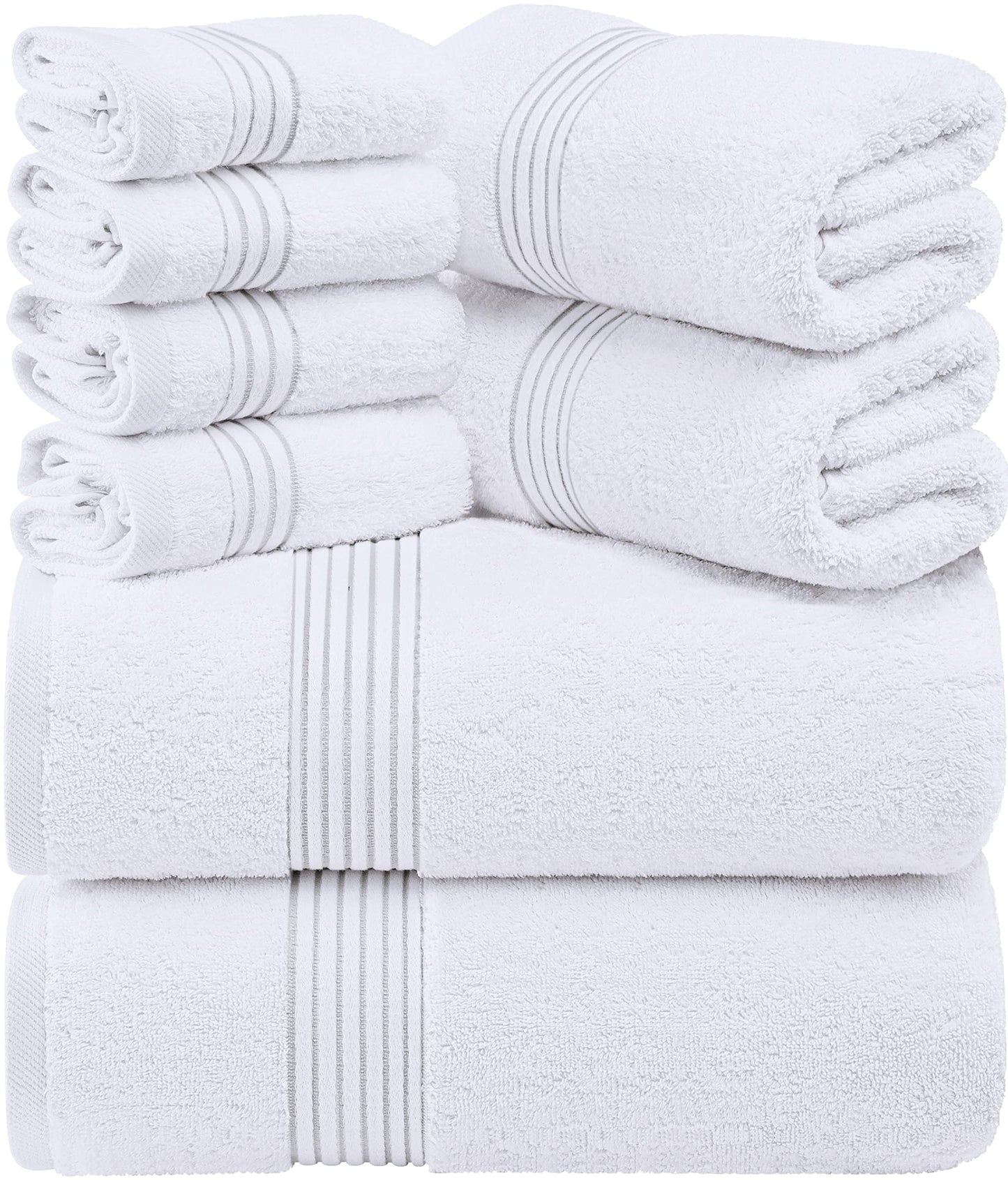 Utopia Towels - 600 GSM 8-Piece Premium Towel Set, 2 Bath Towels, 2 Hand Towels and 4 Washcloths -100% Ring Spun Cotton - Machine Washable, Super Soft and Highly Absorbent (Beige)