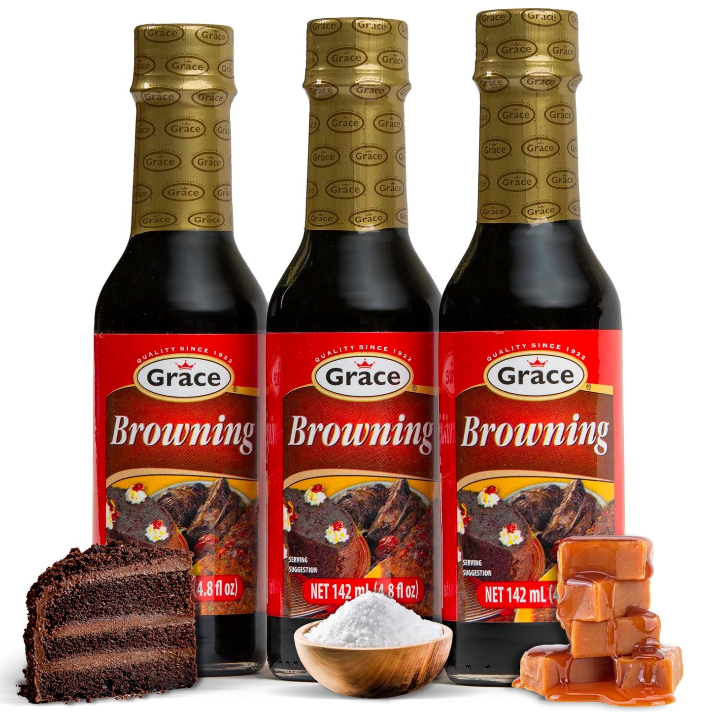 Grace Browning Sauce Jamaican 4.8oz - 3 Pack Browning Sauce for Grilling & Baking Jamaican Food - Jamaican Seasoning Sauce for Beef Gravy Vegetarian Gravy Brown Gravy Sauce & Oxtail Seasoning Jamaican