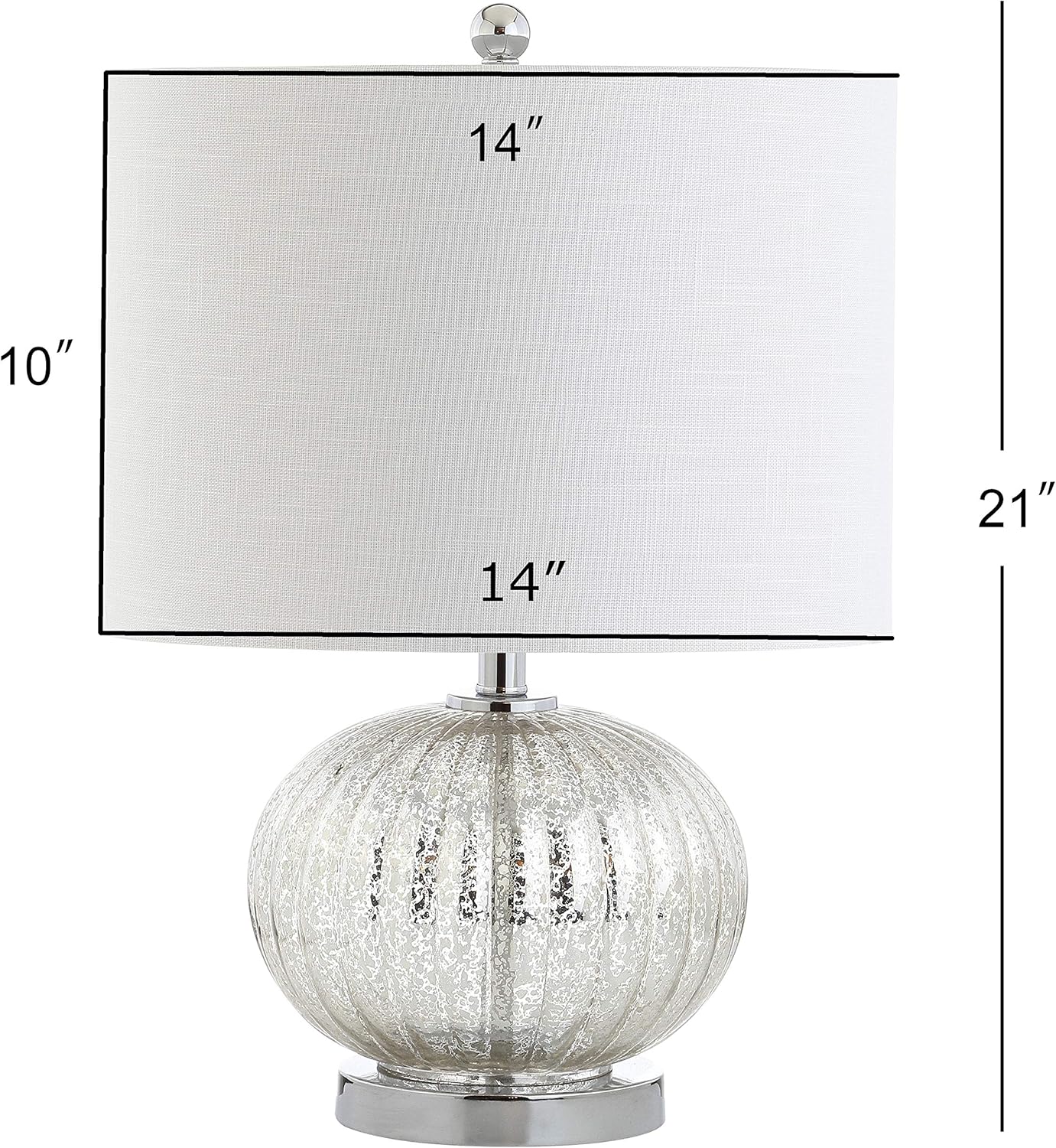 JONATHAN Y JYL4015A Judith 21" Quecksilberglas-LED-Tischlampe, moderne Übergangs-Nachttischlampe für Schlafzimmer, Wohnzimmer, Büro, College, Bücherregal, LED-Glühbirne enthalten, Quecksilbersilber 