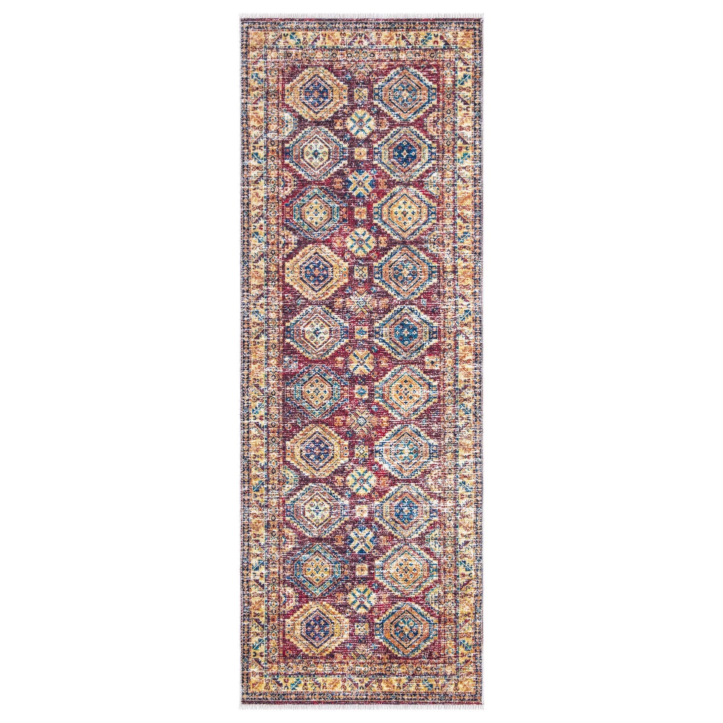 Bloom Rugs Caria, waschbarer, rutschfester Teppich, 4 x 6 Zoll, blauer traditioneller Teppich für Wohnzimmer, Schlafzimmer, Esszimmer und Küche, genaue Größe: 4 x 6 Fuß 