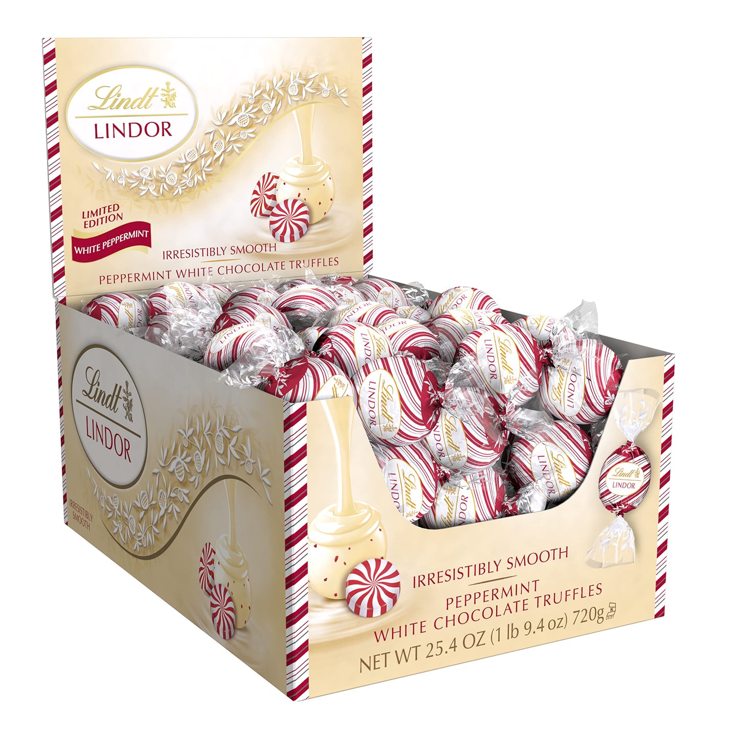 Lindt LINDOR White Chocolate Candy Truffles, White Chocolate Candy with Smooth, Melting Truffle Center, 25.4 oz., 60 Count