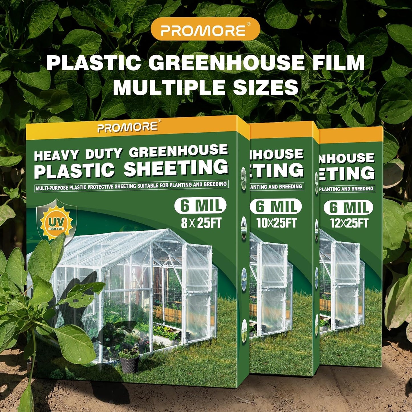 6 Mil Greenhouse Plastic Sheeting Clear, Heavy Duty Polyethylene Film, UV Resistant, Tear-Proof, for Garden, Agriculture, Painting, Floor Protection
