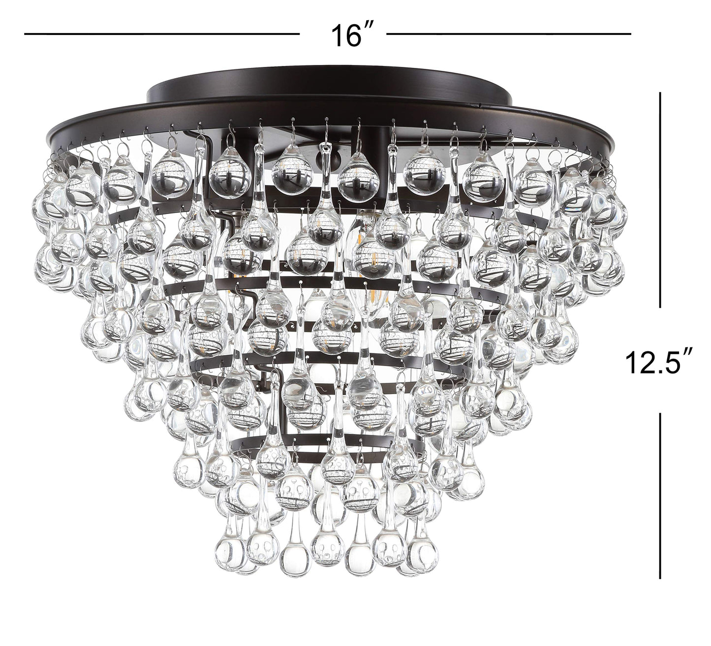 JONATHAN Y JYL9030B Toronto 16" Metal/Crystal LED Flush Mount, Contemporary, Modern, Transitional, Elegant, Office, Living Room, Family Room, Dining Room, Bedroom, Hallway, Foyer, Chrome