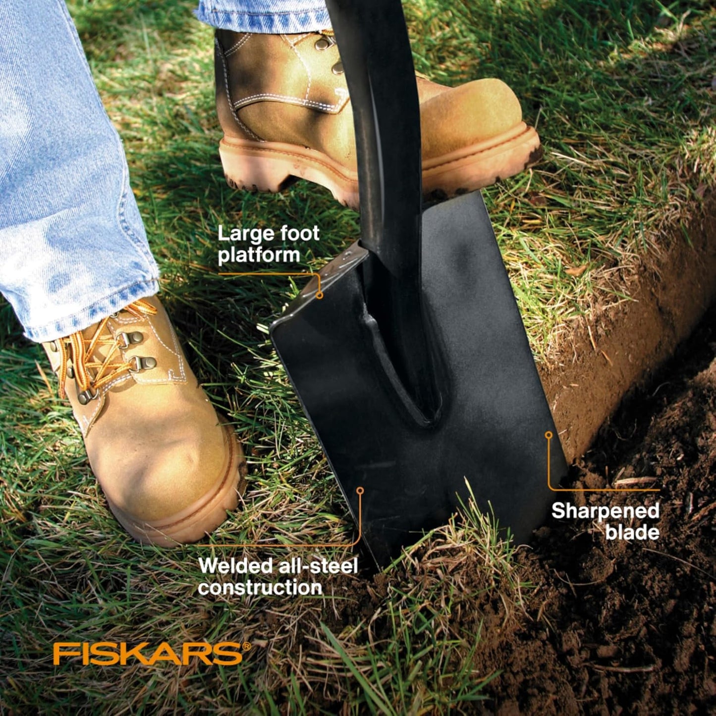 46 in Steel Flat Spade Garden Shovel with Ergonomic D-Handle