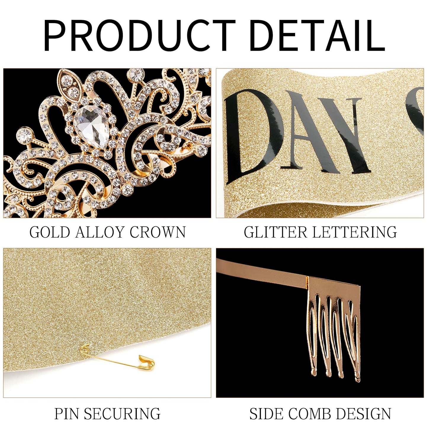 Gold Crown for Women Crystal Princess Tiaras Rhinestone Queen Headband Wedding Bridal Hair Accessories Birthday Prom Pageant Party Coming of Age Ceremony Photo Props