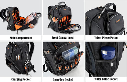 WELKINLAND 66-Pocket Heavy-Duty Tool Backpack – Jobsite Backpack.