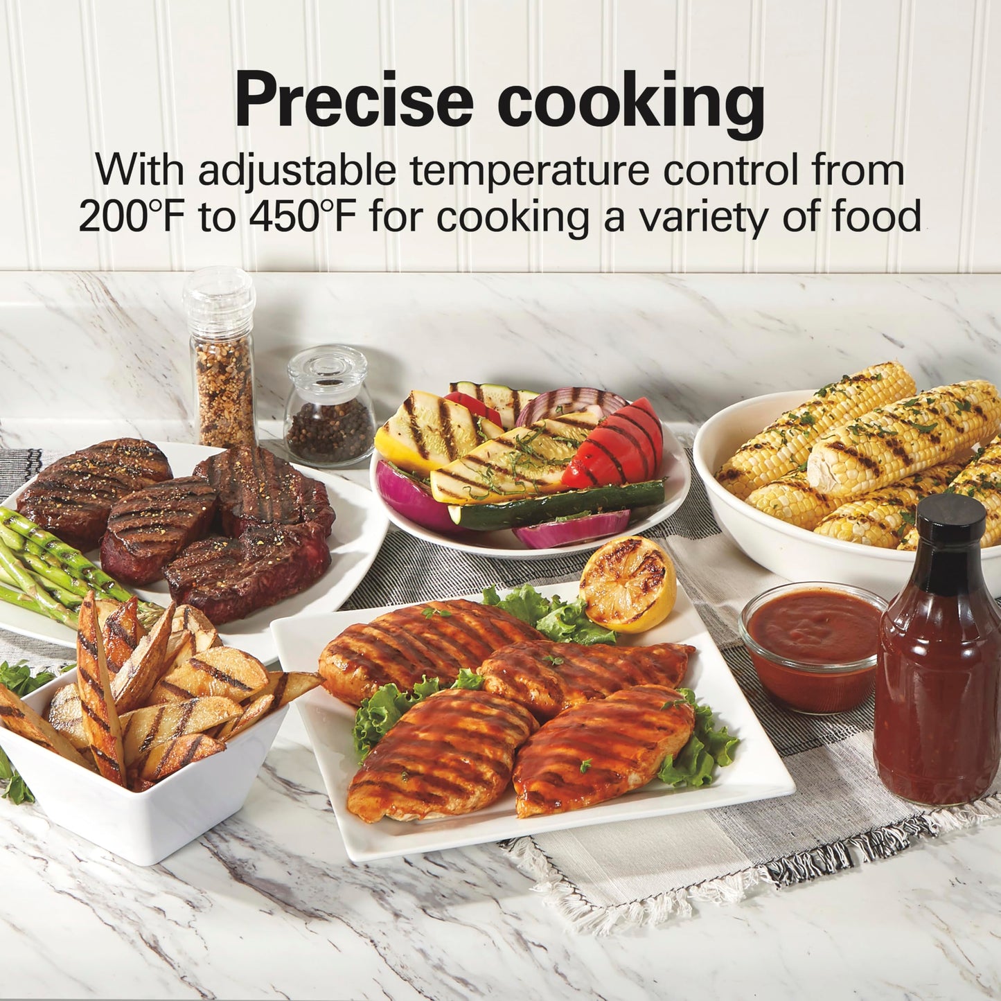 Electric Indoor Searing Grill – 118 sq. in., Viewing Window, Adjustable Temp to 450°F, Stainless Steel
