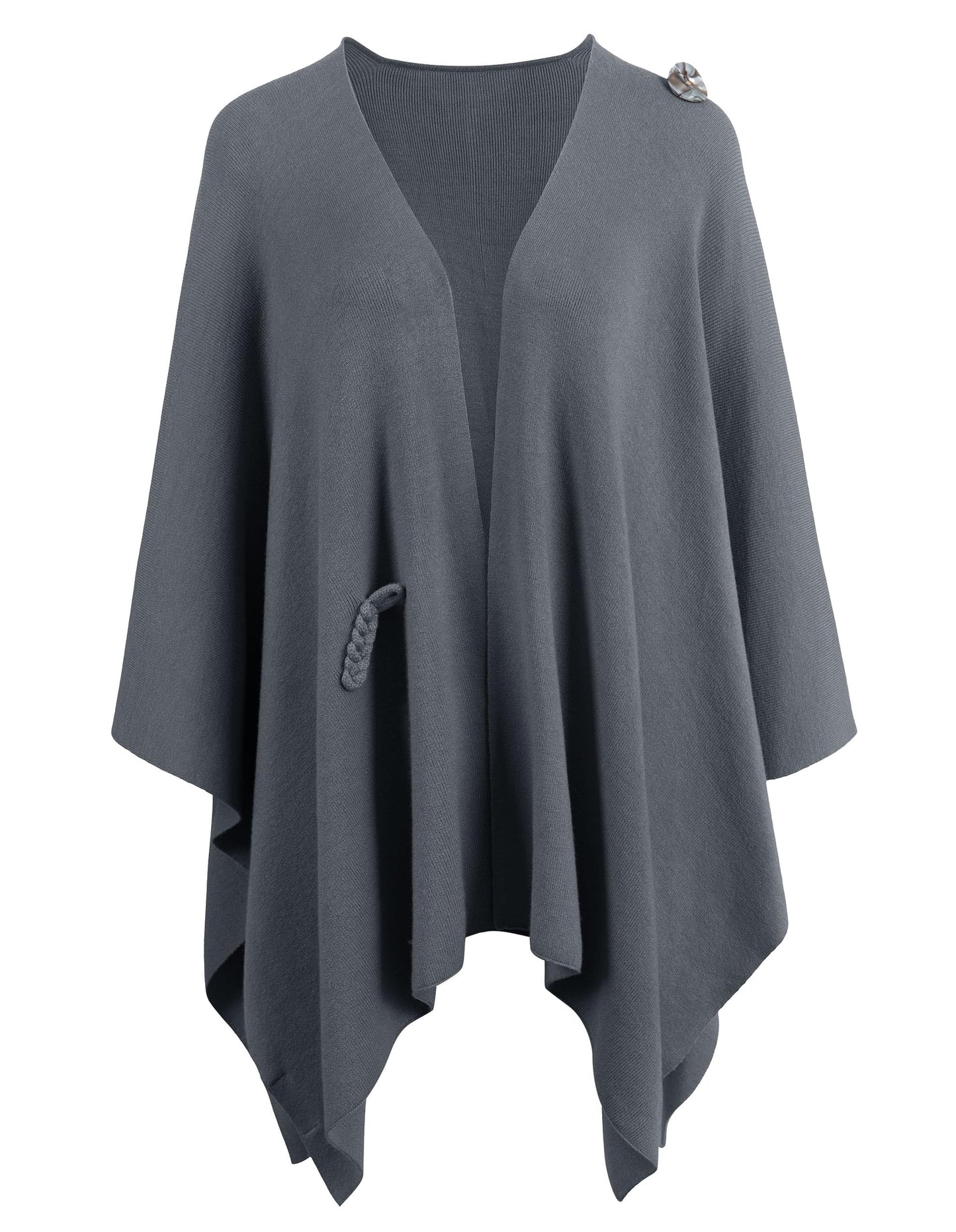 PULI Femmes Grand Poncho Croisé Sur Le Devant Pull Enveloppant Topper Tricoté Élégant Châles Cape pour l'Automne Hiver