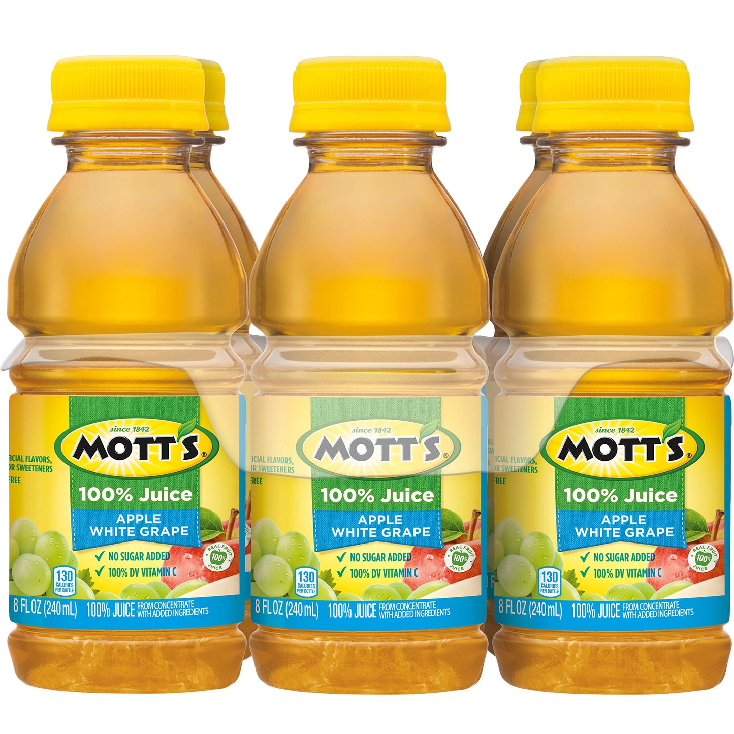 Mott's 100 % Original Apfelsaft, 8-fl-oz-Flaschen, 24 Stück (4 Packungen mit 6 Stück), 2 Portionen Obst, 100 % Fruchtsaft, glutenfrei, koffeinfrei, koscher, enthält keine künstlichen Farbstoffe oder Süßstoffe 