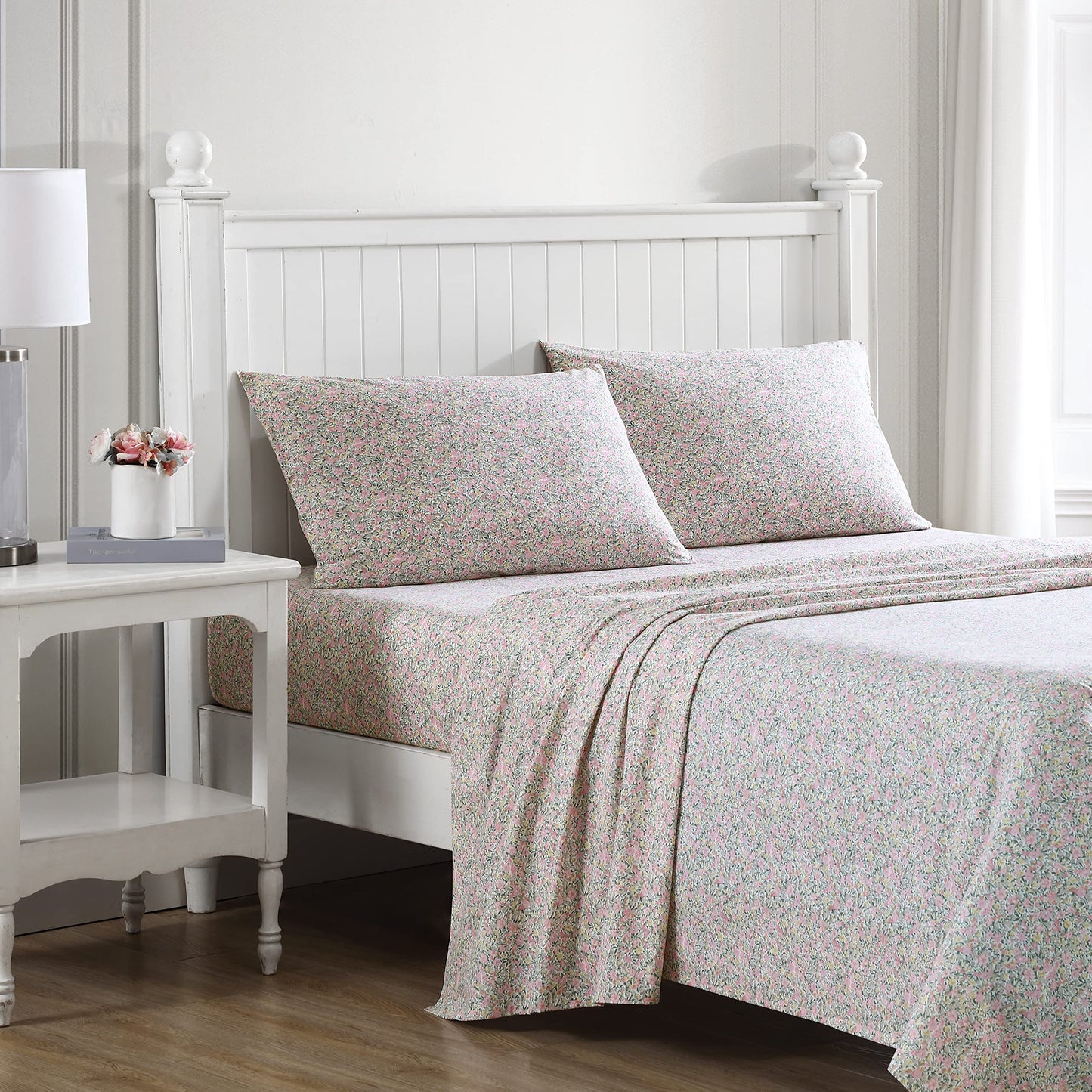 Laura Ashley - Sheet Set, Breathable Cotton Percale Bedding with Matching Pillowcases, Soft Home Decor