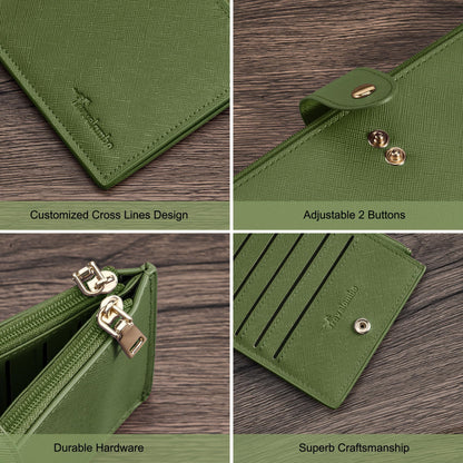 Travelambo RFID Wallet Women Large Size Bifold Multi Card Wallet Case with Zipper Pocke Credit Card Holder for Women