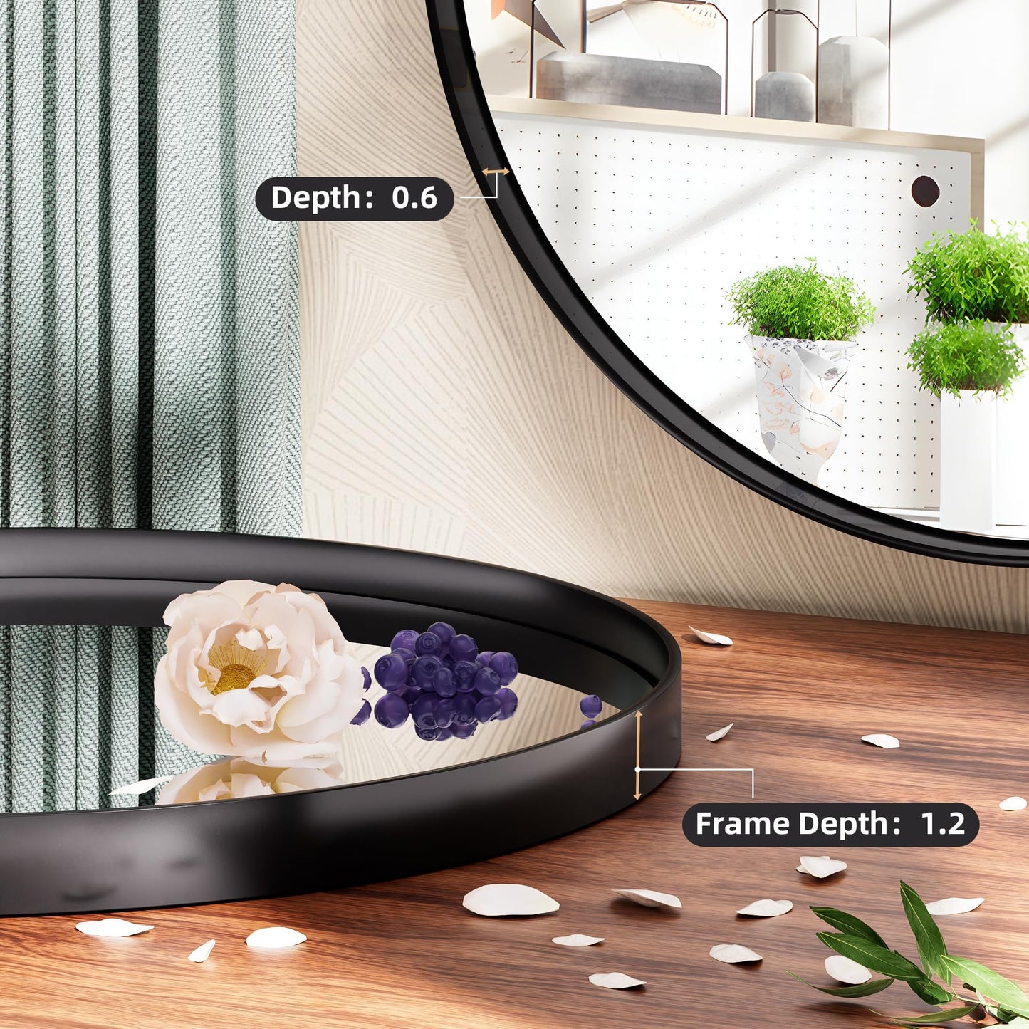 Hasipu Wall Mirrors Decorative, 40" Mirror Wall Decor, Beveled Edge Frameless Wall Mount Round Mirror for Living Room