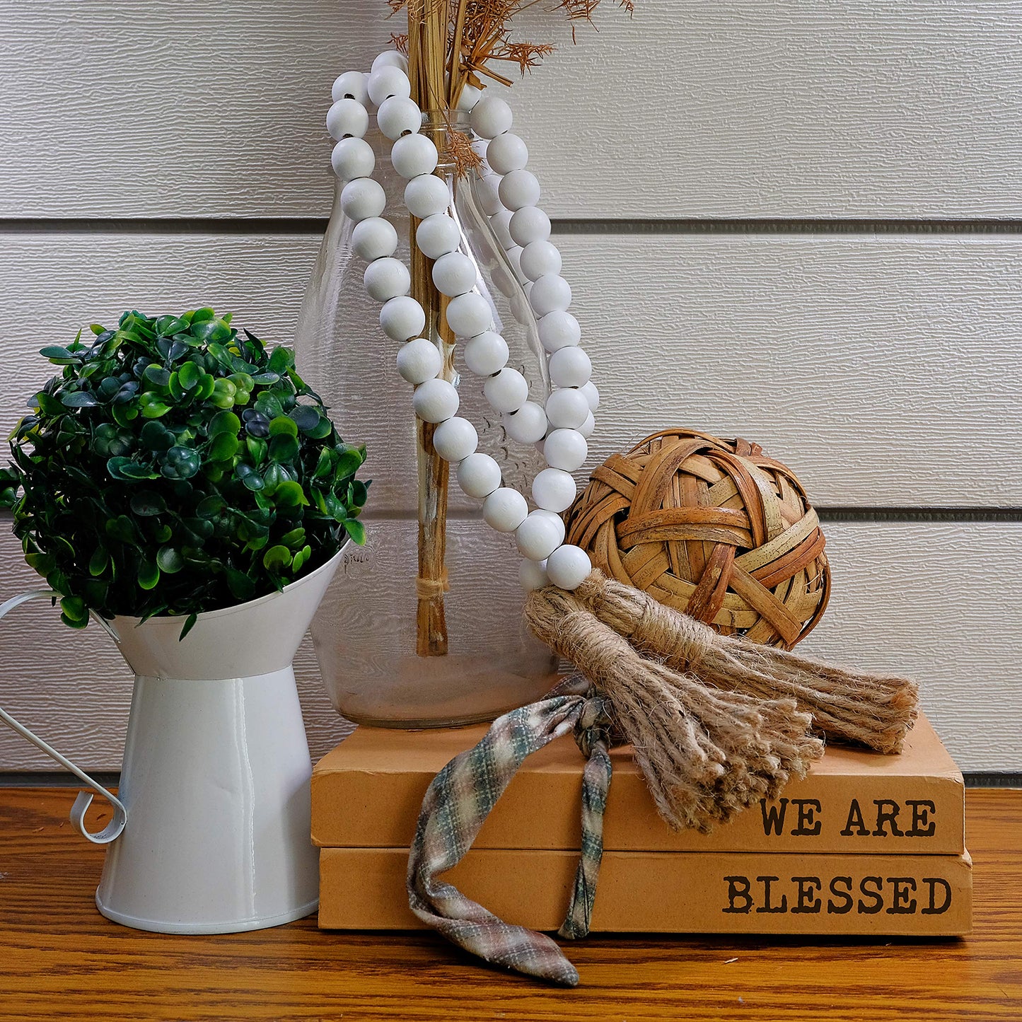 Wooden Bead Garland Decor, Wood Beads Garland Decorative Beads, Wooden Beads Garland, Wood Bead Garland Farmhouse, Wood Bead Garland Tassels, Boho Tassel Garland Beads Decor Beads Wooden Garland Beads