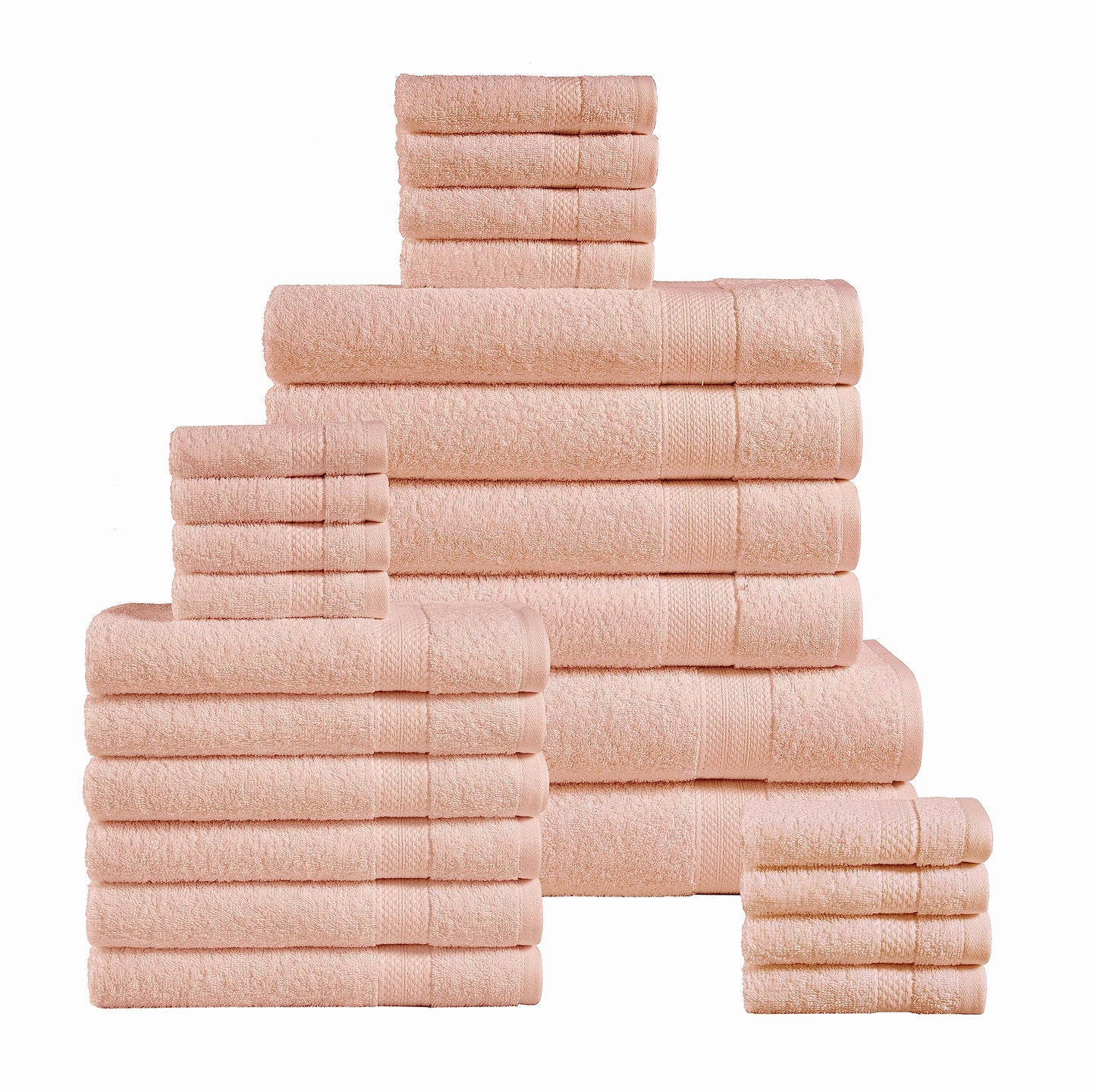 LANE LINEN 24-teiliges Badezimmerhandtuch-Set – 100 % Baumwolle, Badetuch-Sets, 4 Badetücher extragroß, 2 Badelaken, 6 Handtücher fürs Badezimmer, 8 Waschlappen, 4 Fingerkuppen-Handtücher – weiße Handtücher 