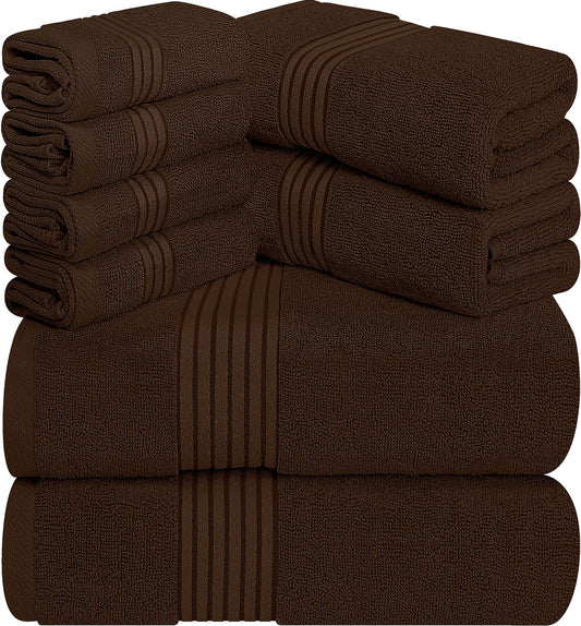 Utopia Towels - 600 GSM 8-Piece Premium Towel Set, 2 Bath Towels, 2 Hand Towels and 4 Washcloths -100% Ring Spun Cotton - Machine Washable, Super Soft and Highly Absorbent (Beige)