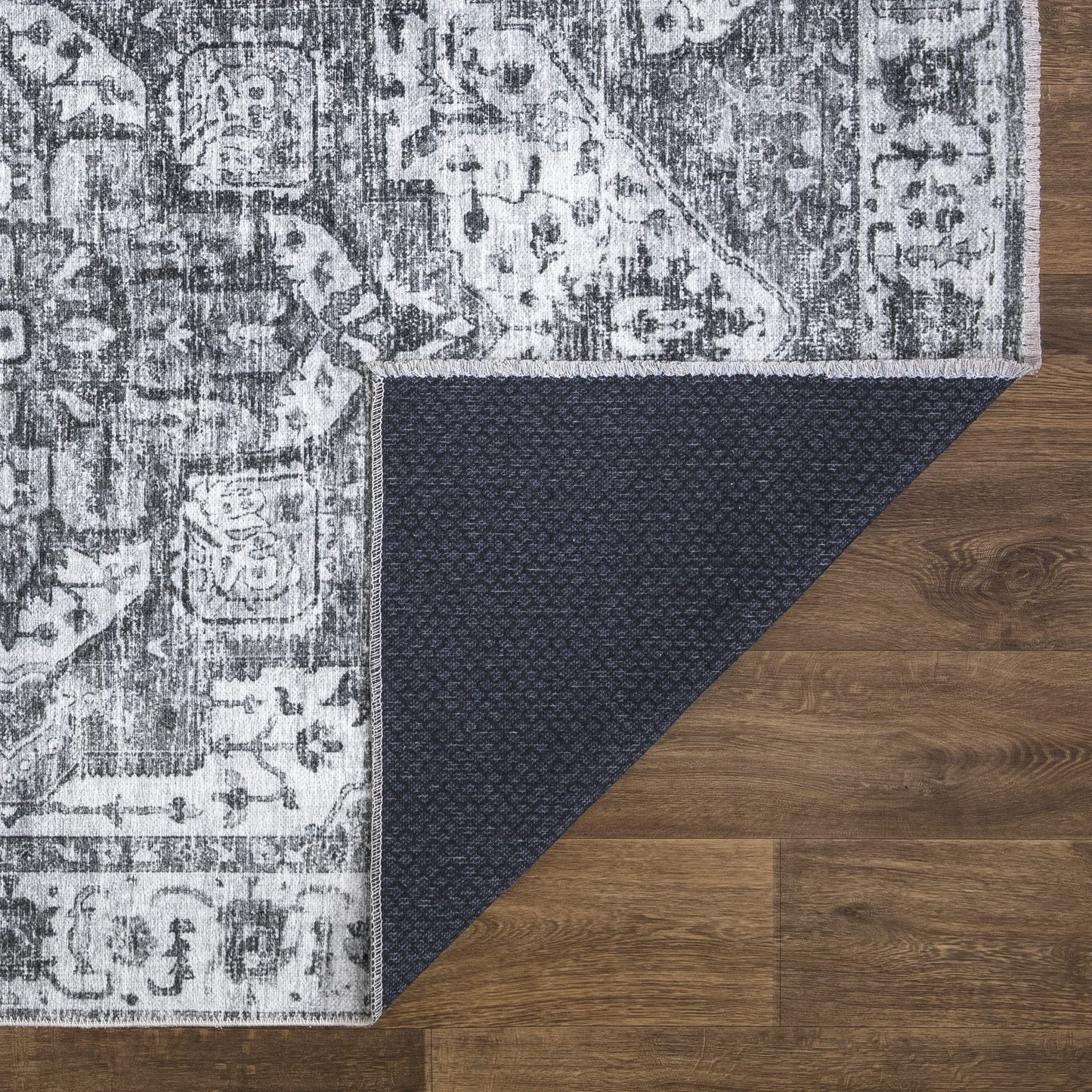 Bloom Rugs Caria, waschbarer, rutschfester Teppich, 4 x 6 Zoll, blauer traditioneller Teppich für Wohnzimmer, Schlafzimmer, Esszimmer und Küche, genaue Größe: 4 x 6 Fuß 