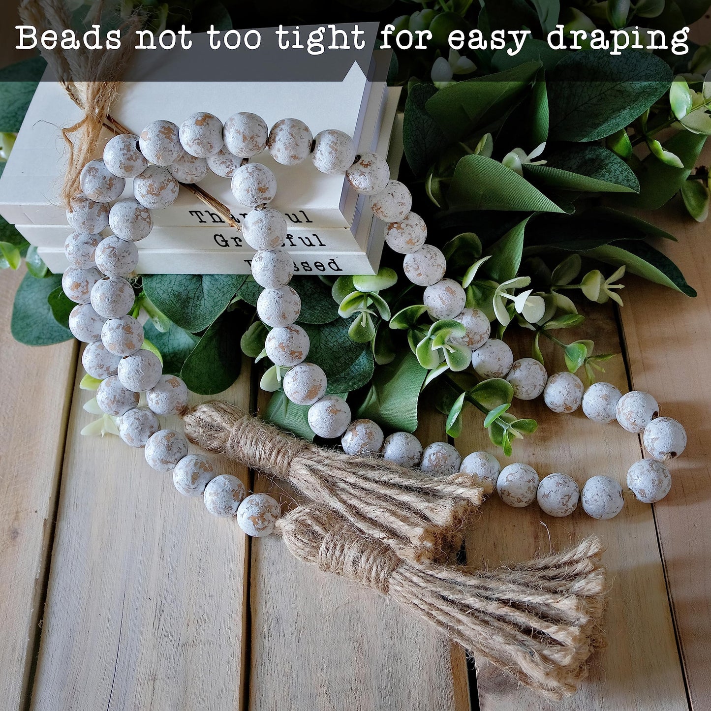 Wooden Bead Garland Decor, Wood Beads Garland Decorative Beads, Wooden Beads Garland, Wood Bead Garland Farmhouse, Wood Bead Garland Tassels, Boho Tassel Garland Beads Decor Beads Wooden Garland Beads